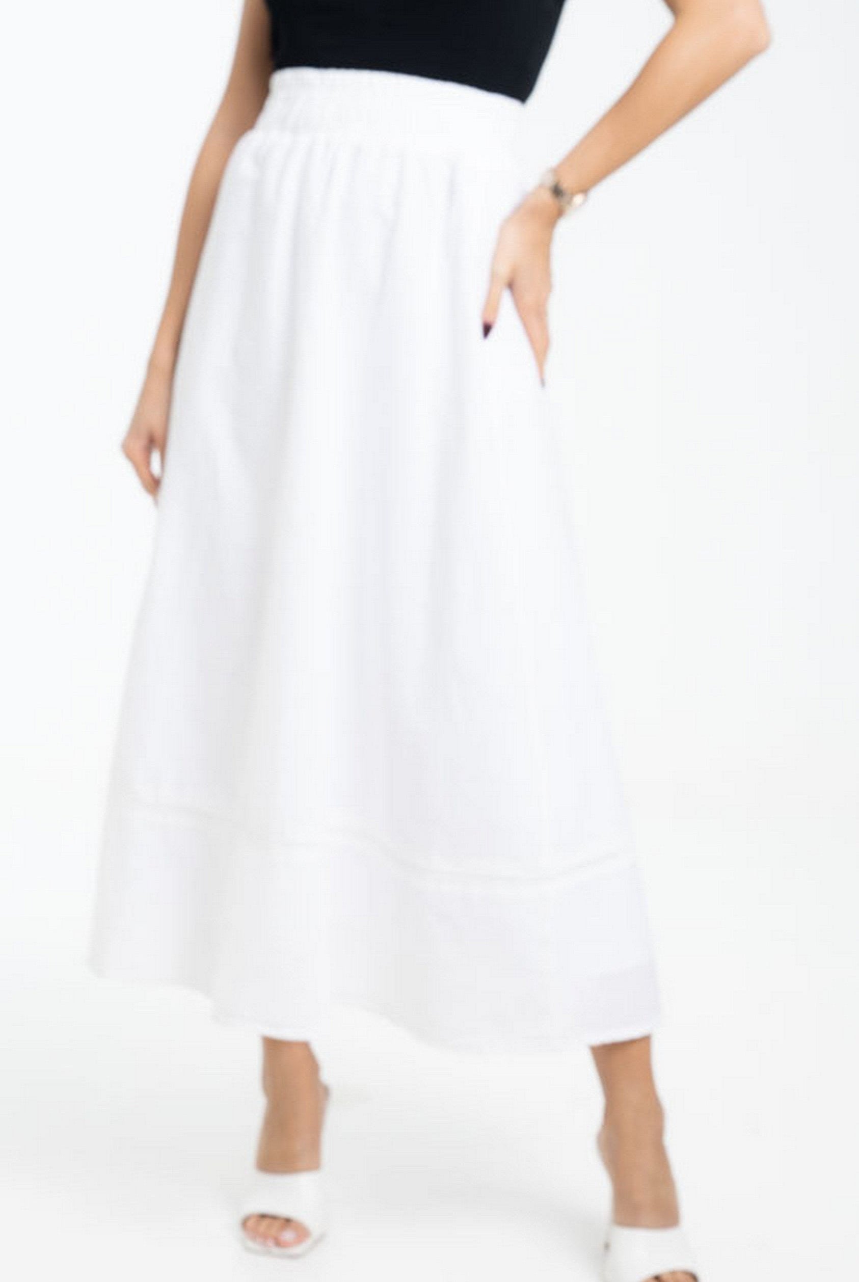 داليدرس تنورة طويلة سادة واسعة مع خط من أسفل نسائي