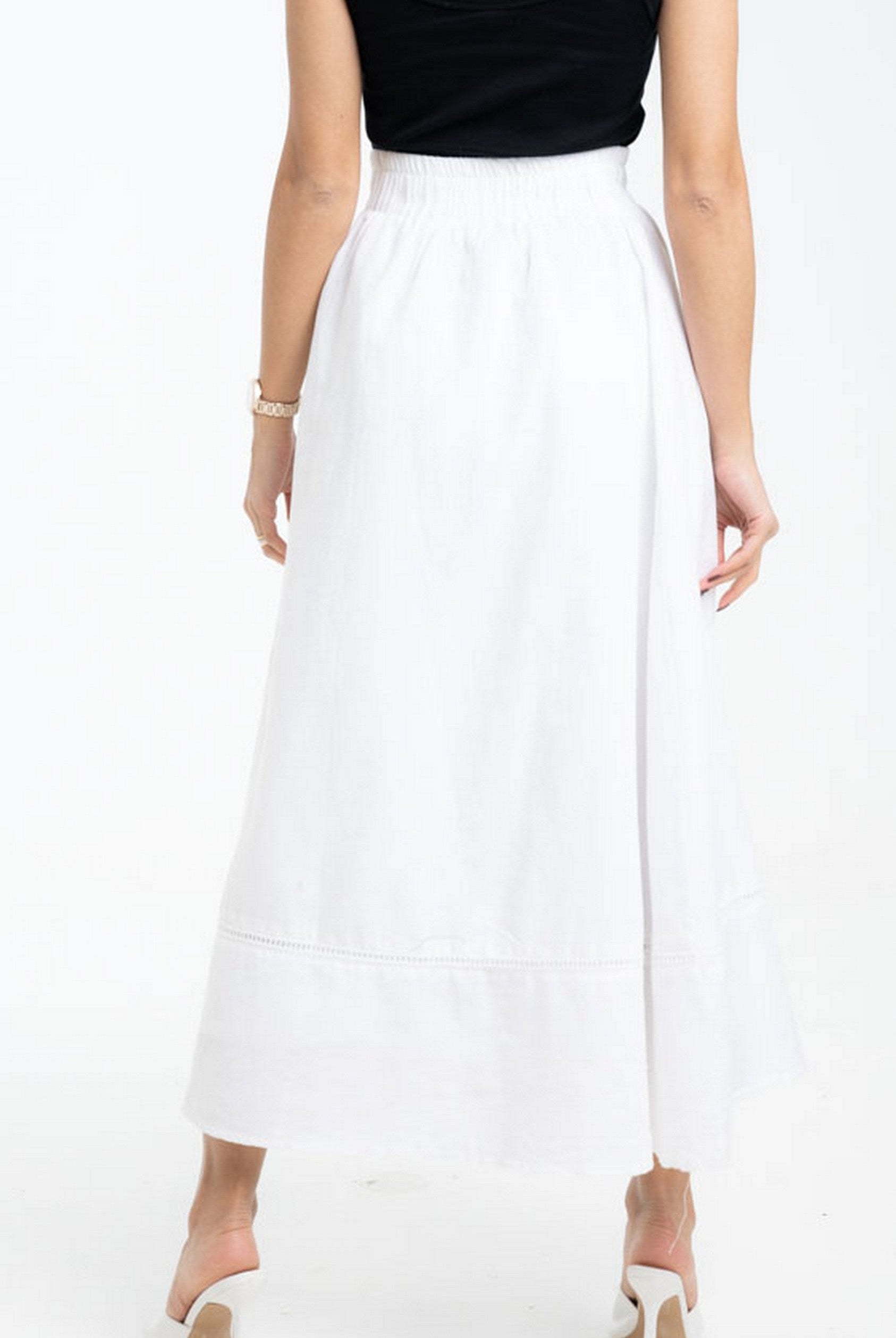 داليدرس تنورة طويلة سادة واسعة مع خط من أسفل نسائي