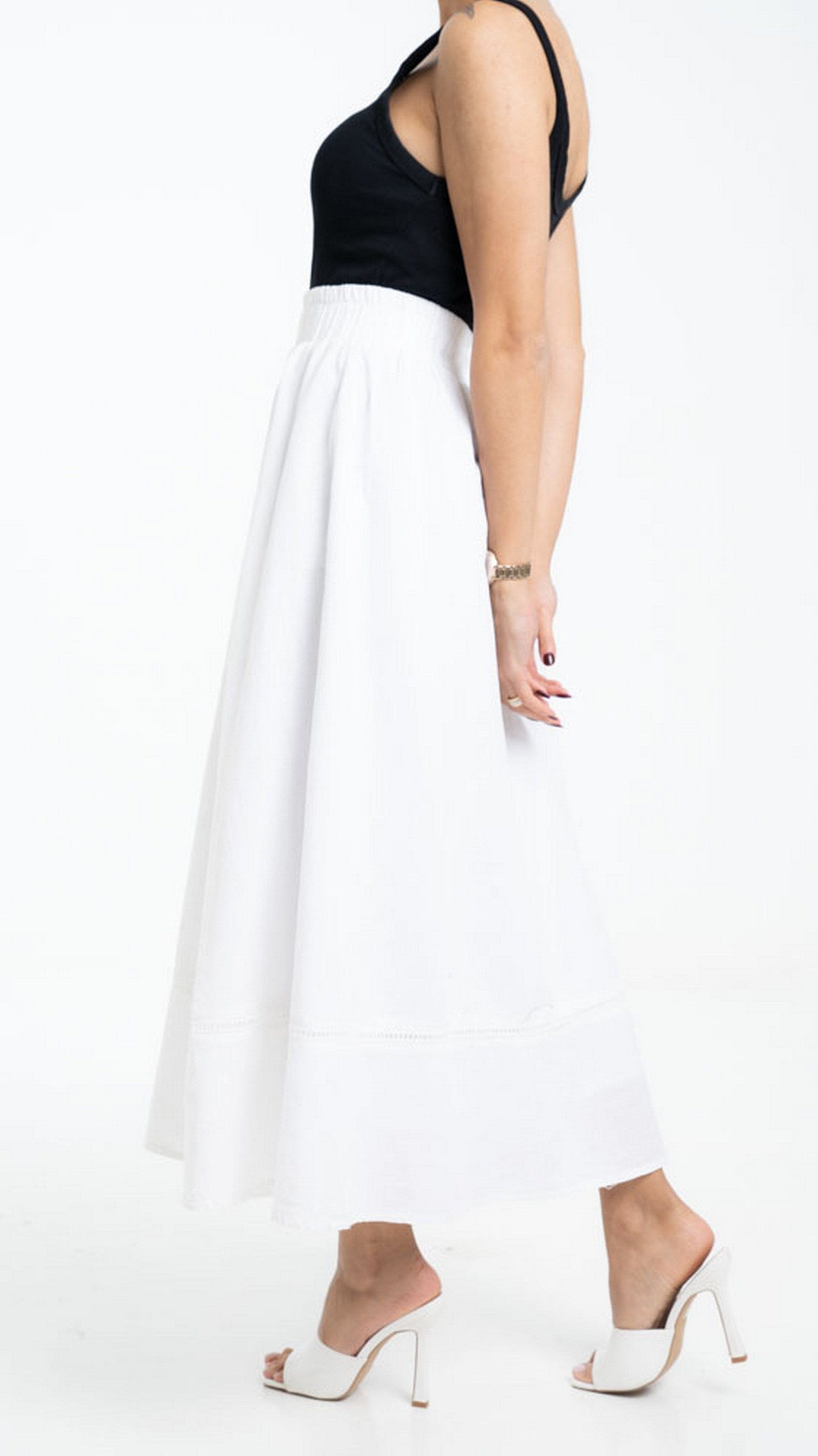 داليدرس تنورة طويلة سادة واسعة مع خط من أسفل نسائي