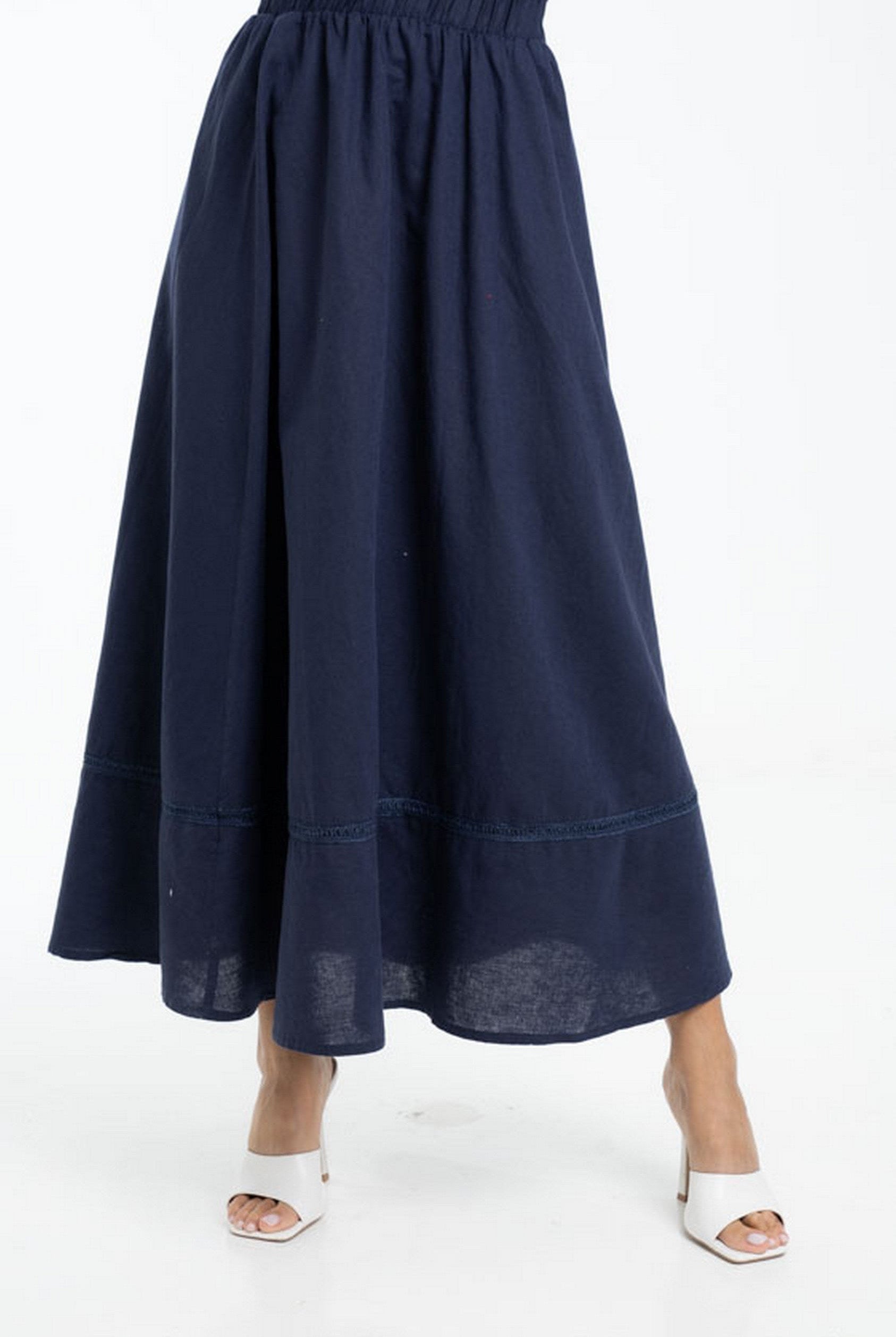 داليدرس تنورة طويلة سادة واسعة مع خط من أسفل نسائي