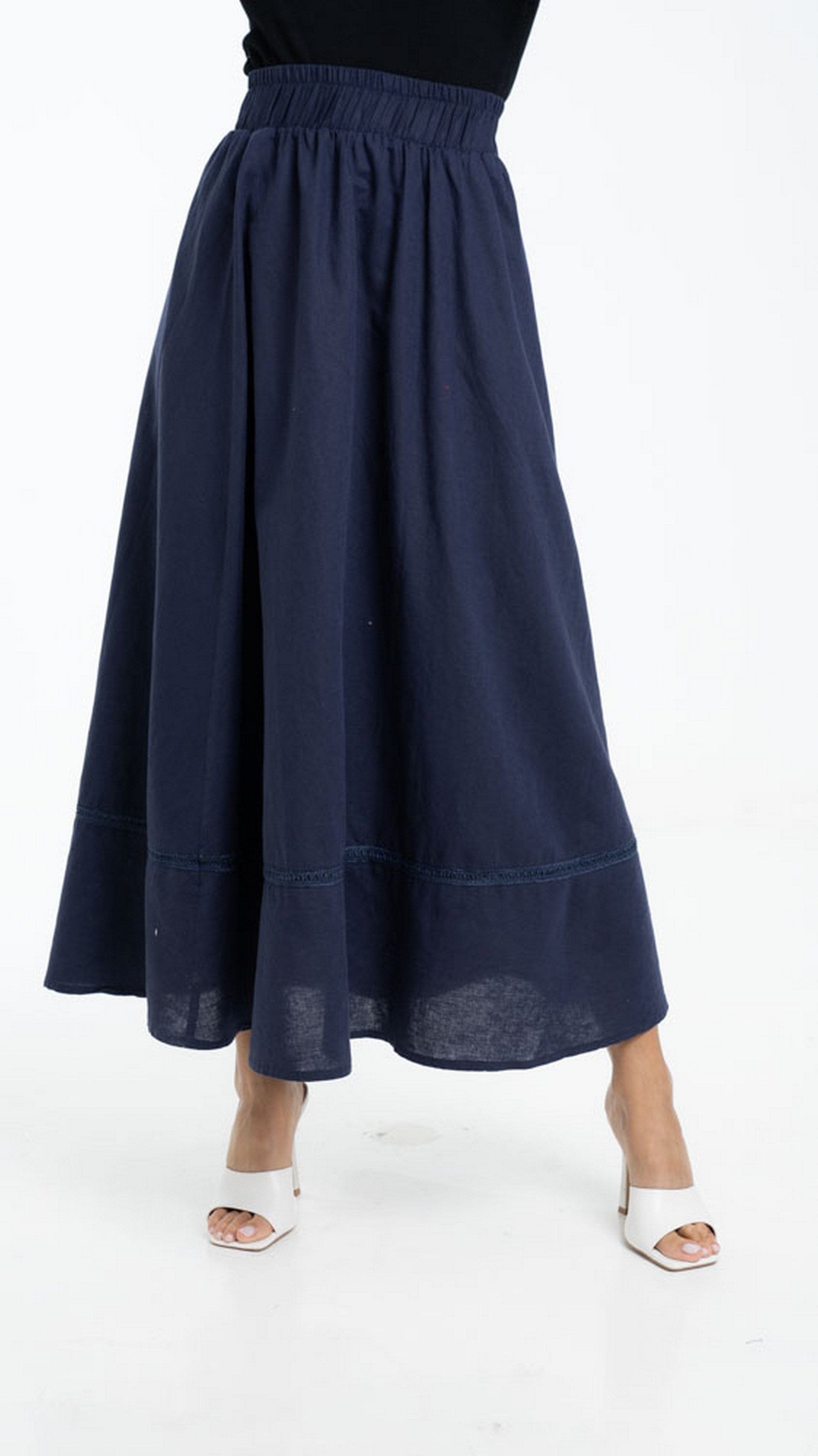 داليدرس تنورة طويلة سادة واسعة مع خط من أسفل نسائي