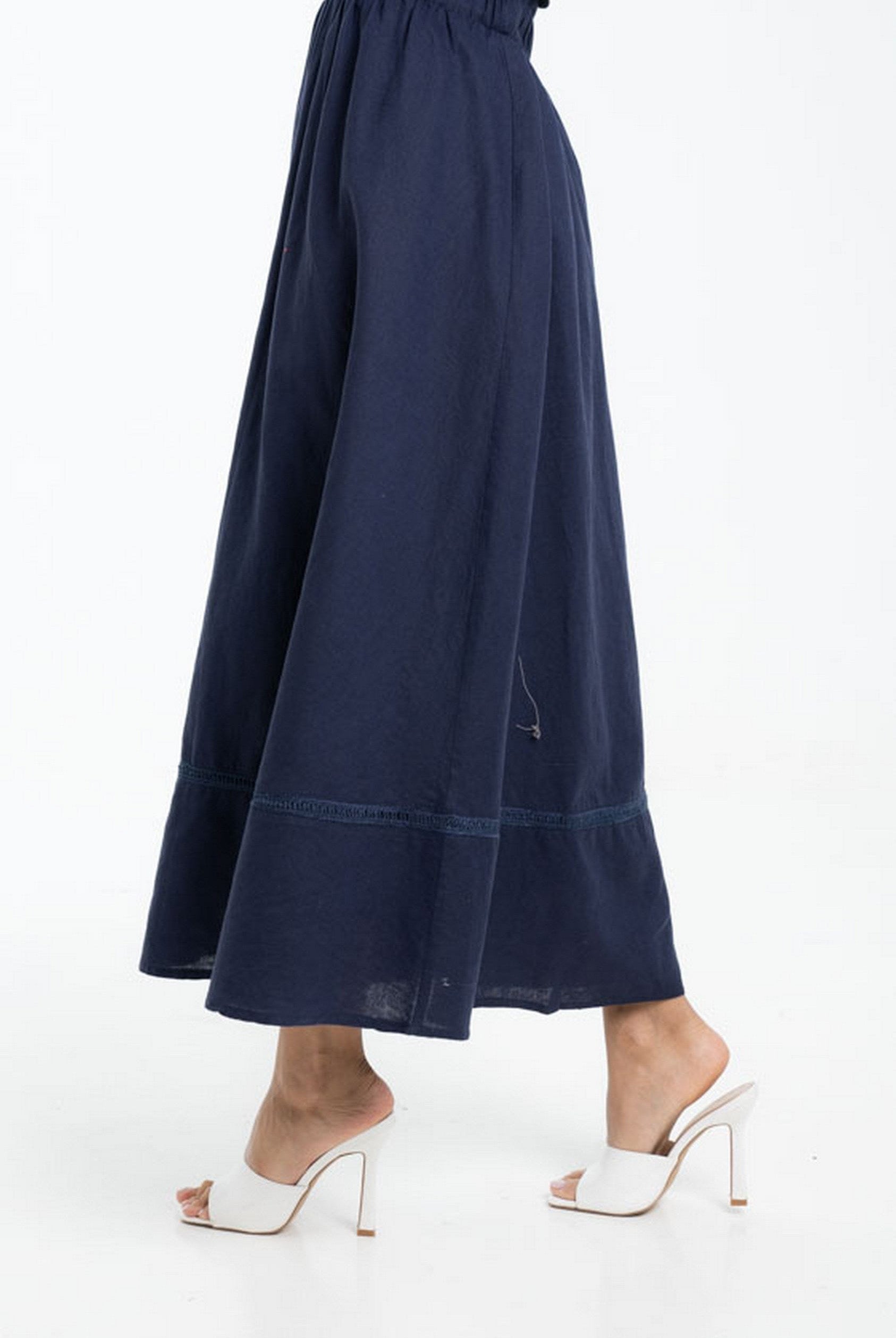 داليدرس تنورة طويلة سادة واسعة مع خط من أسفل نسائي