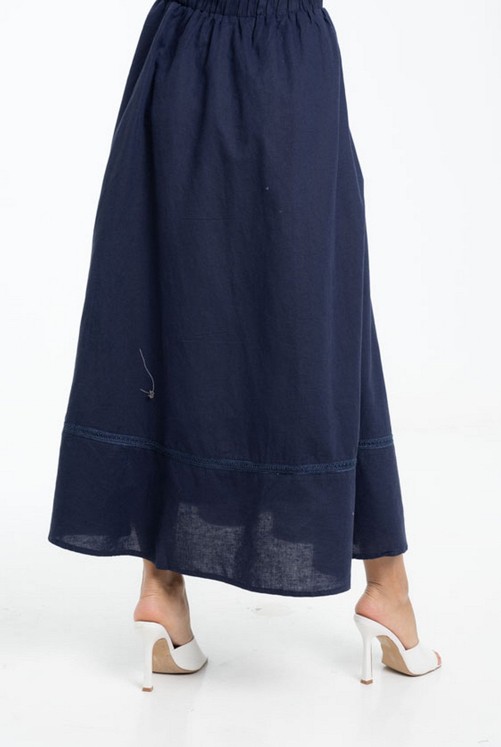 داليدرس تنورة طويلة سادة واسعة مع خط من أسفل نسائي