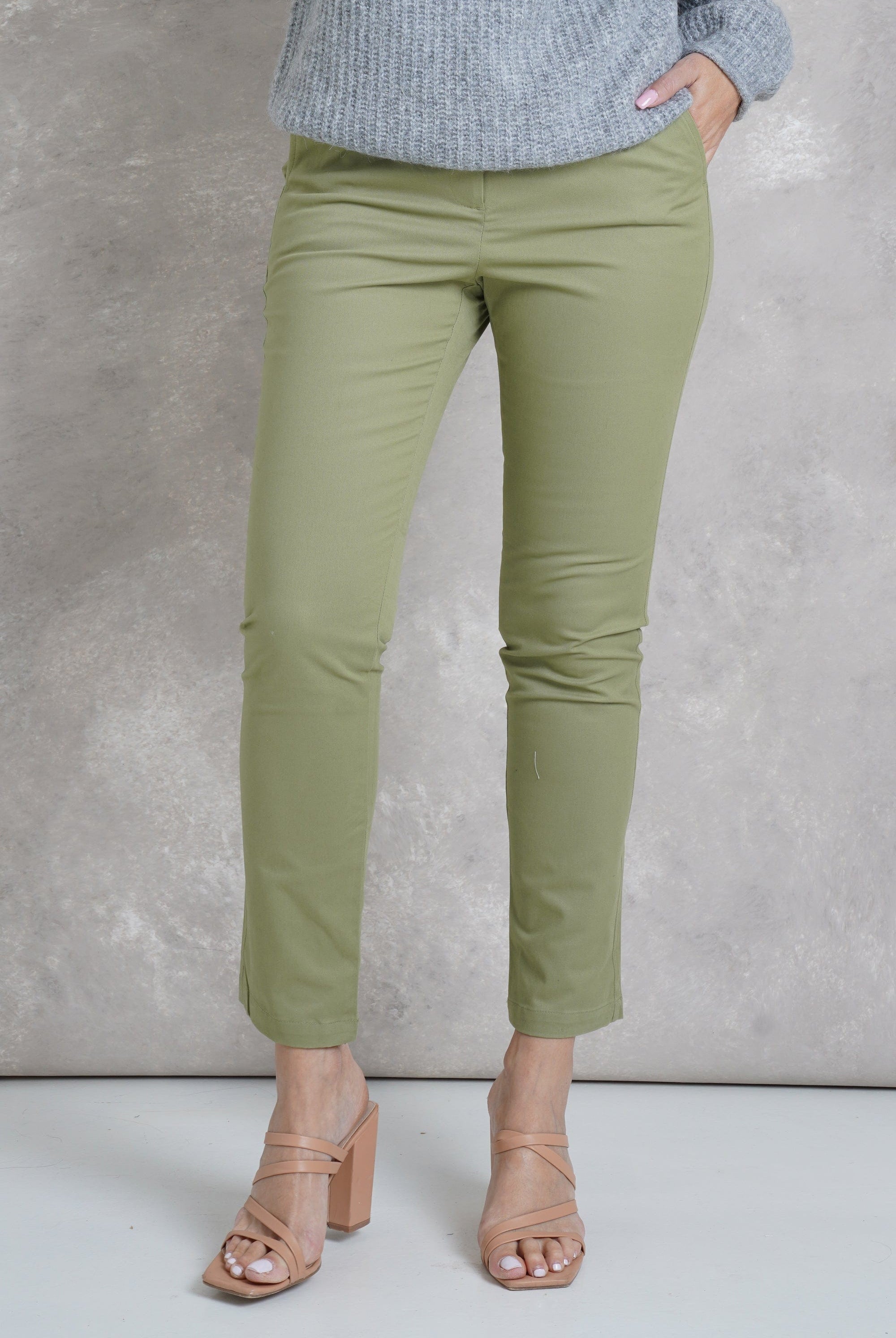 داليدرس بنطلون رسمي سادة ضيق طويل نسائي أخضر جيشي