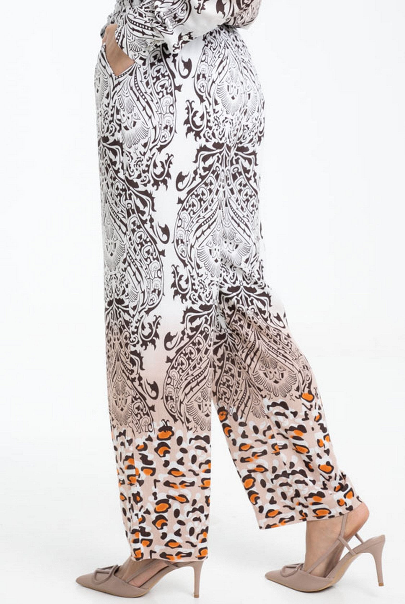 داليدرس بنطلون منقوش طويل خصر مرتفع برباط نسائي متعدد الألوان