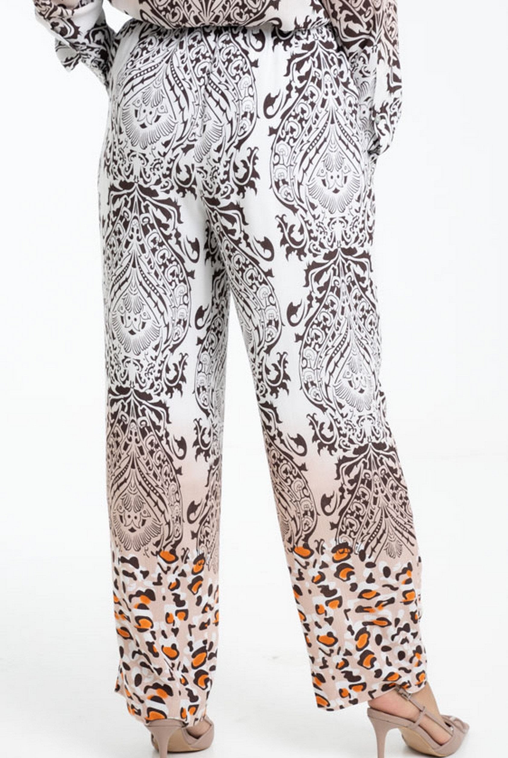 داليدرس بنطلون منقوش طويل خصر مرتفع برباط نسائي متعدد الألوان