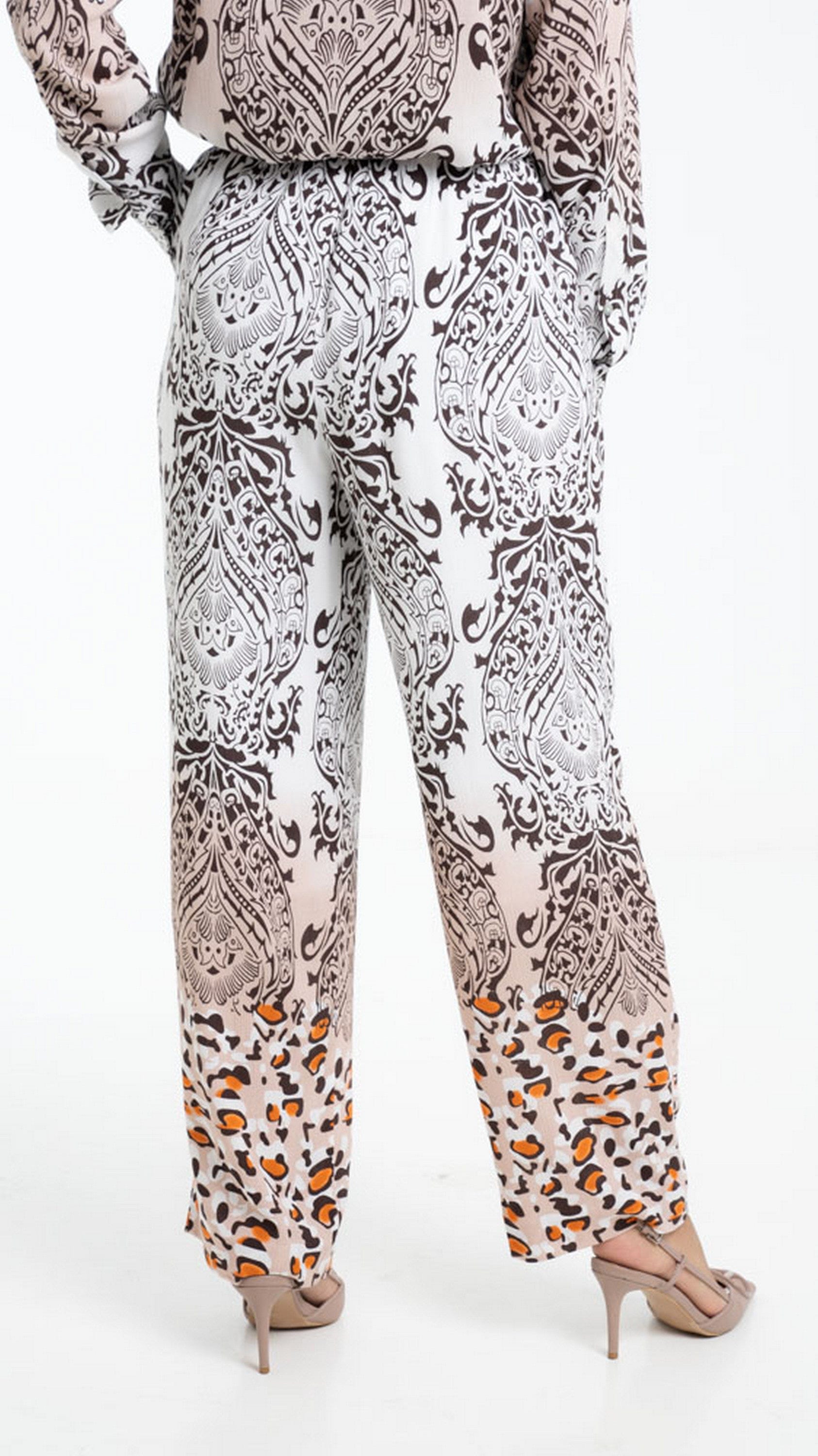 داليدرس بنطلون منقوش طويل خصر مرتفع برباط نسائي متعدد الألوان