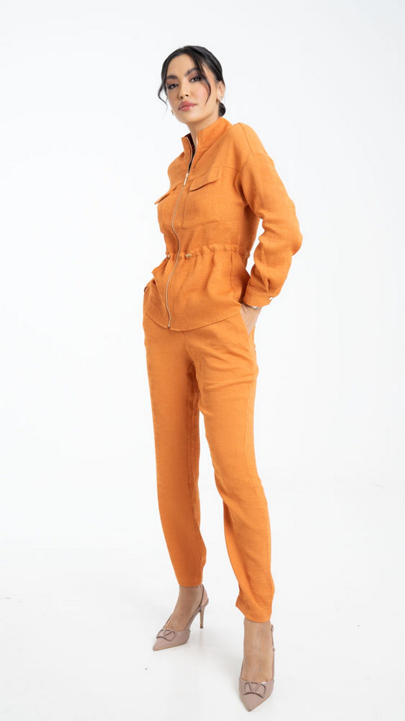 داليدرس بنطلون سادة بجيوب جانبية مزموم نسائي