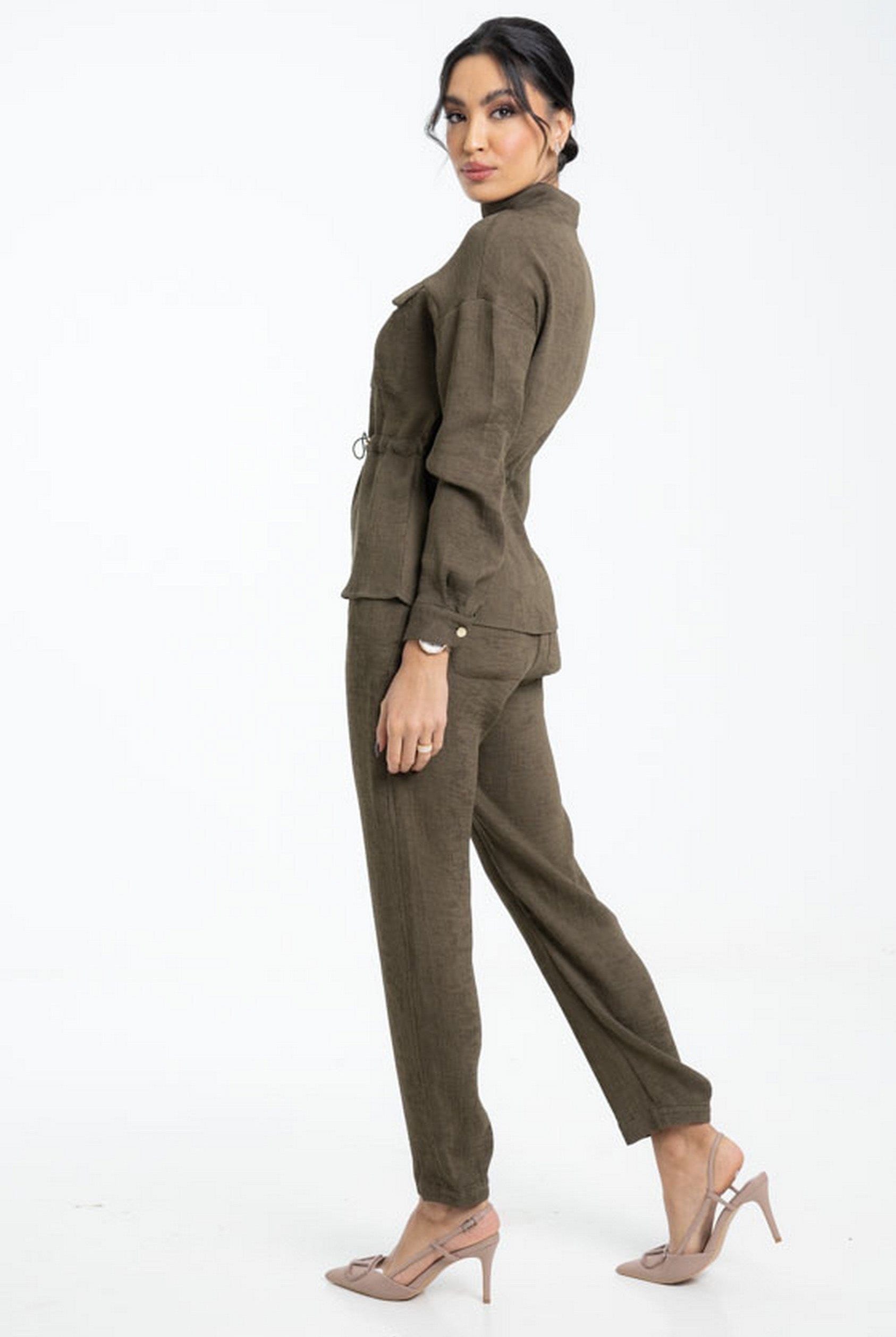 داليدرس بنطلون سادة بجيوب جانبية مزموم نسائي