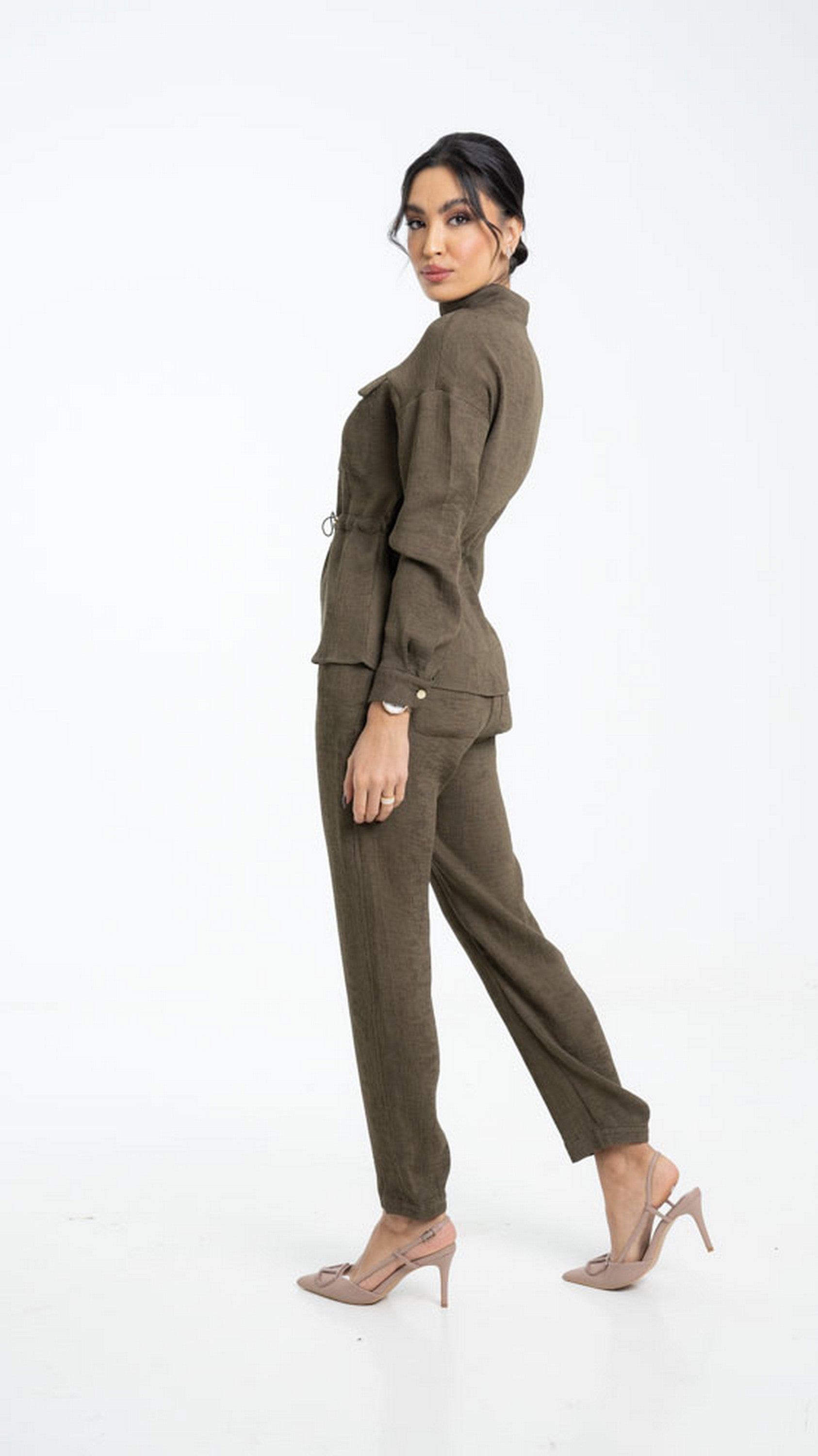 داليدرس بنطلون سادة بجيوب جانبية مزموم نسائي