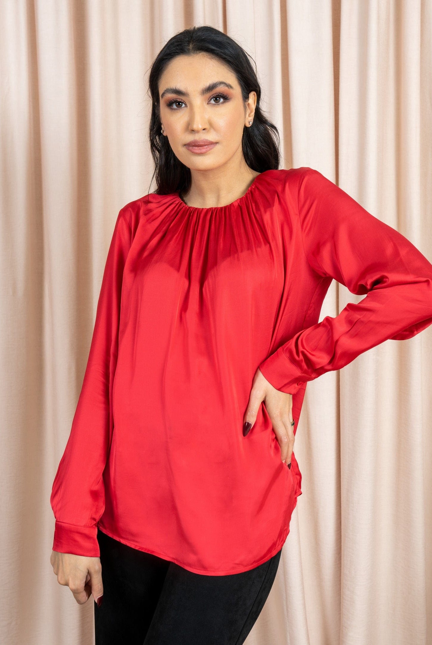 داليدرس بلوزة كلاسيك سادة أكمام طويلة نسائي