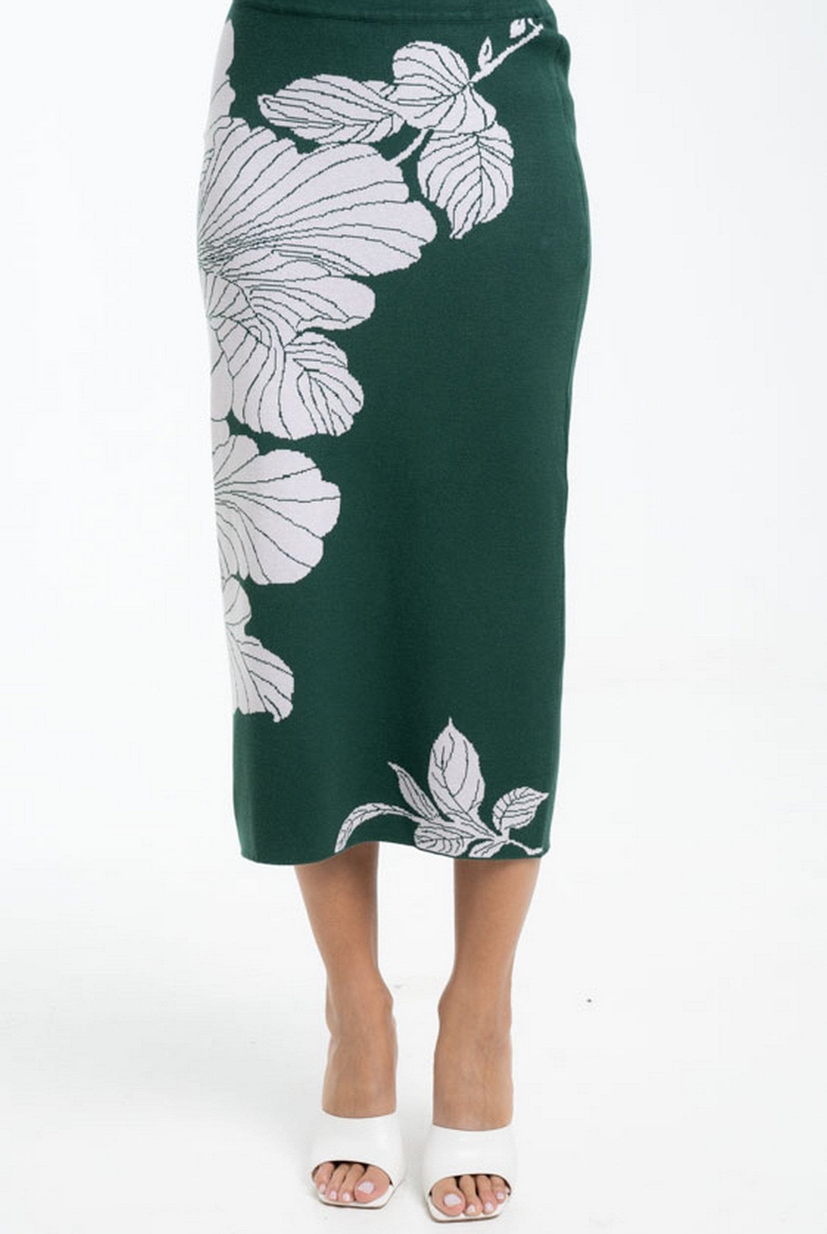 داليدرس تنورة مشجر خصر مرتفع ميدي نسائي أخضر