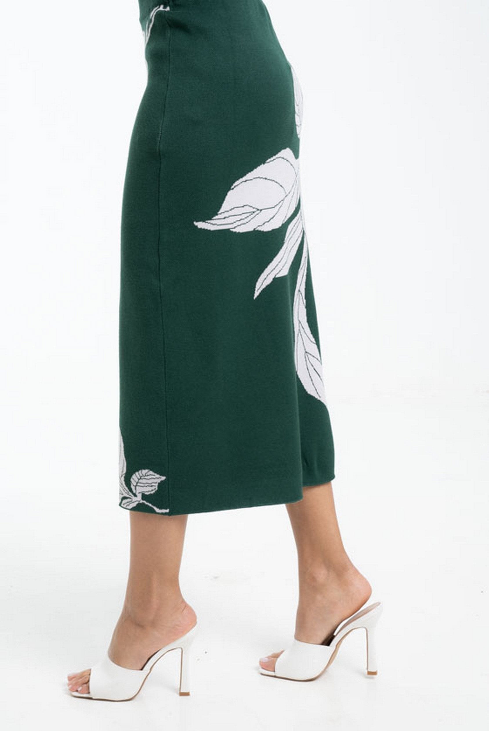 داليدرس تنورة مشجر خصر مرتفع ميدي نسائي أخضر