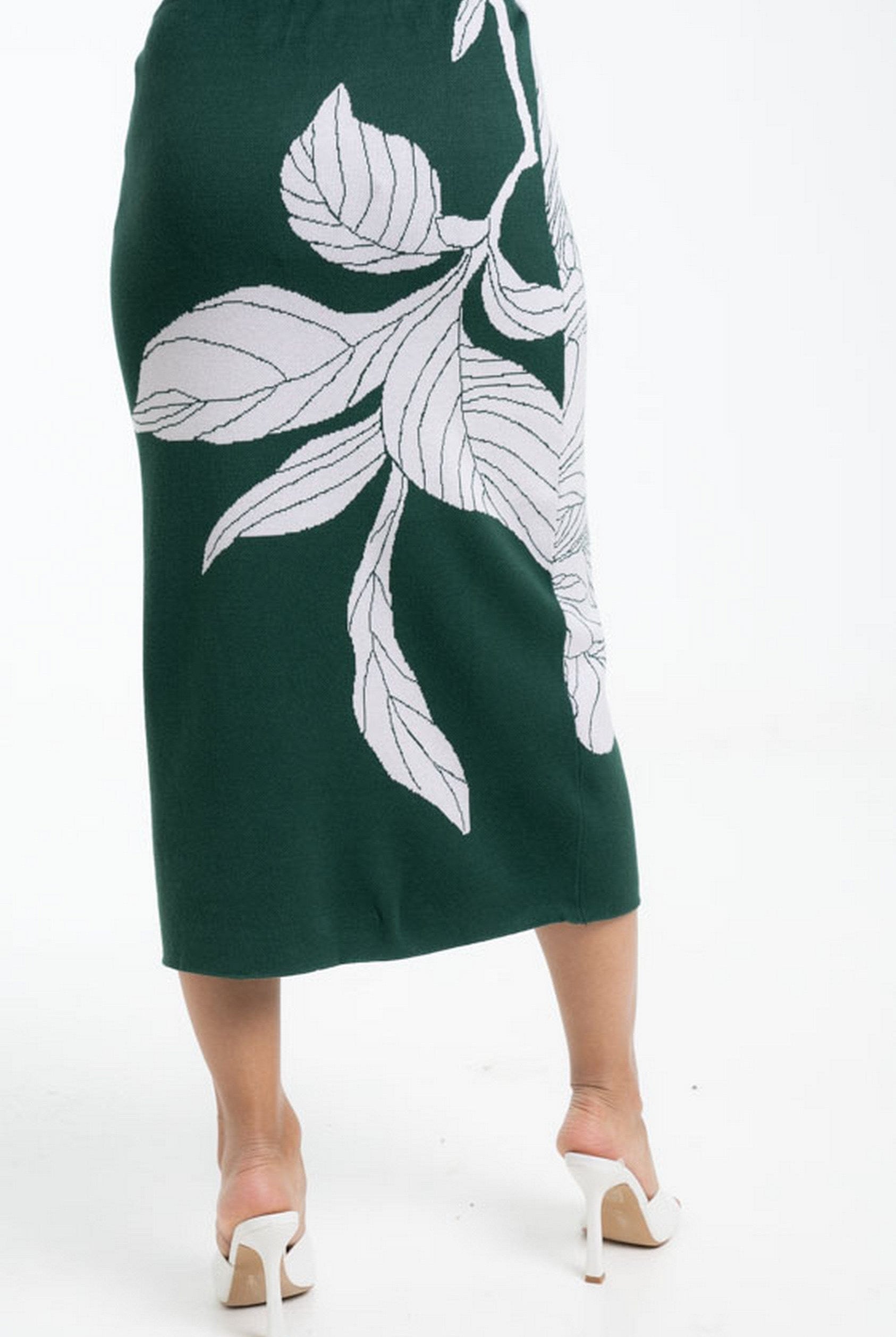 داليدرس تنورة مشجر خصر مرتفع ميدي نسائي أخضر