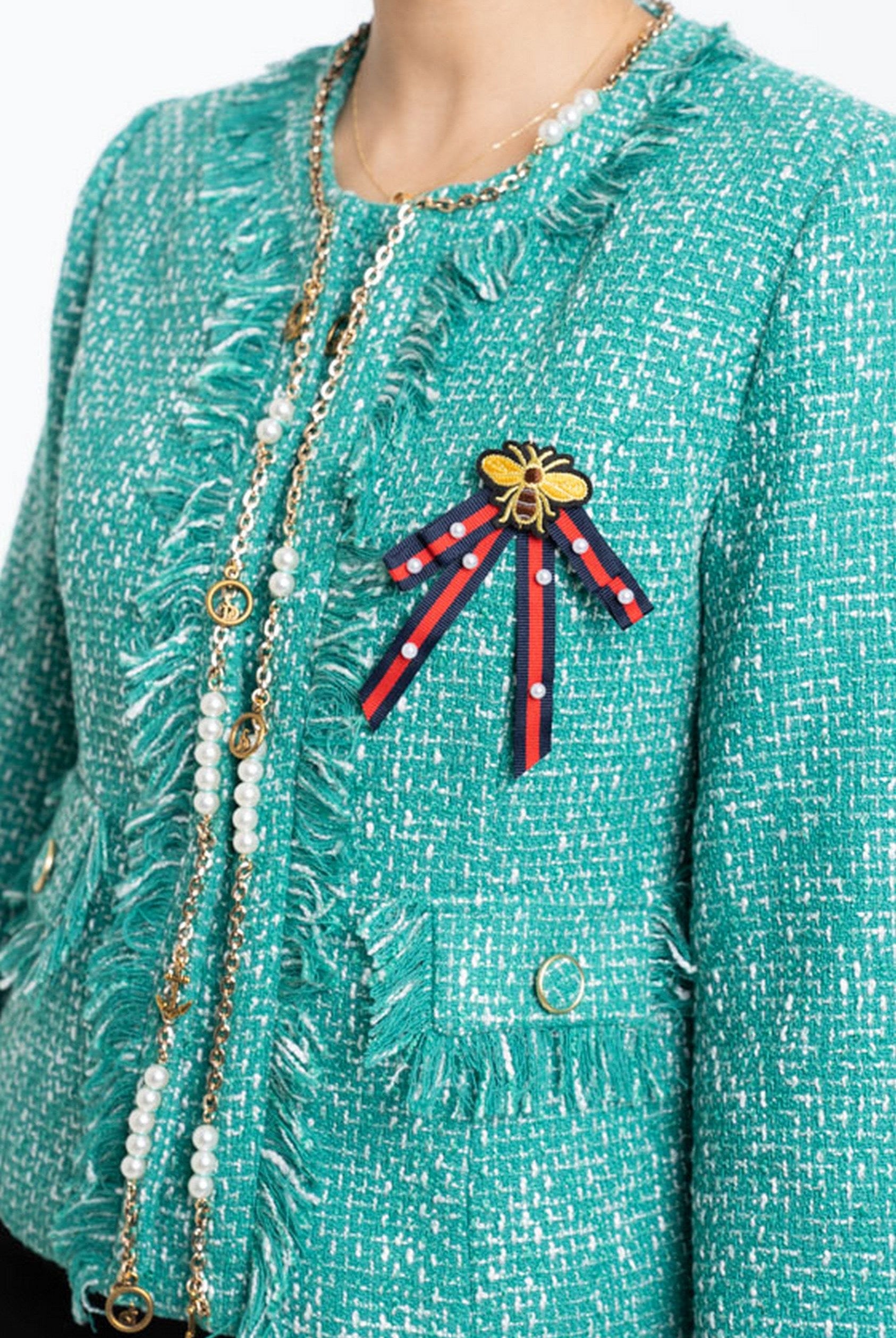 داليدرس سترة قصيرة مزينة بالخيط كم طويل نسائي أخضر