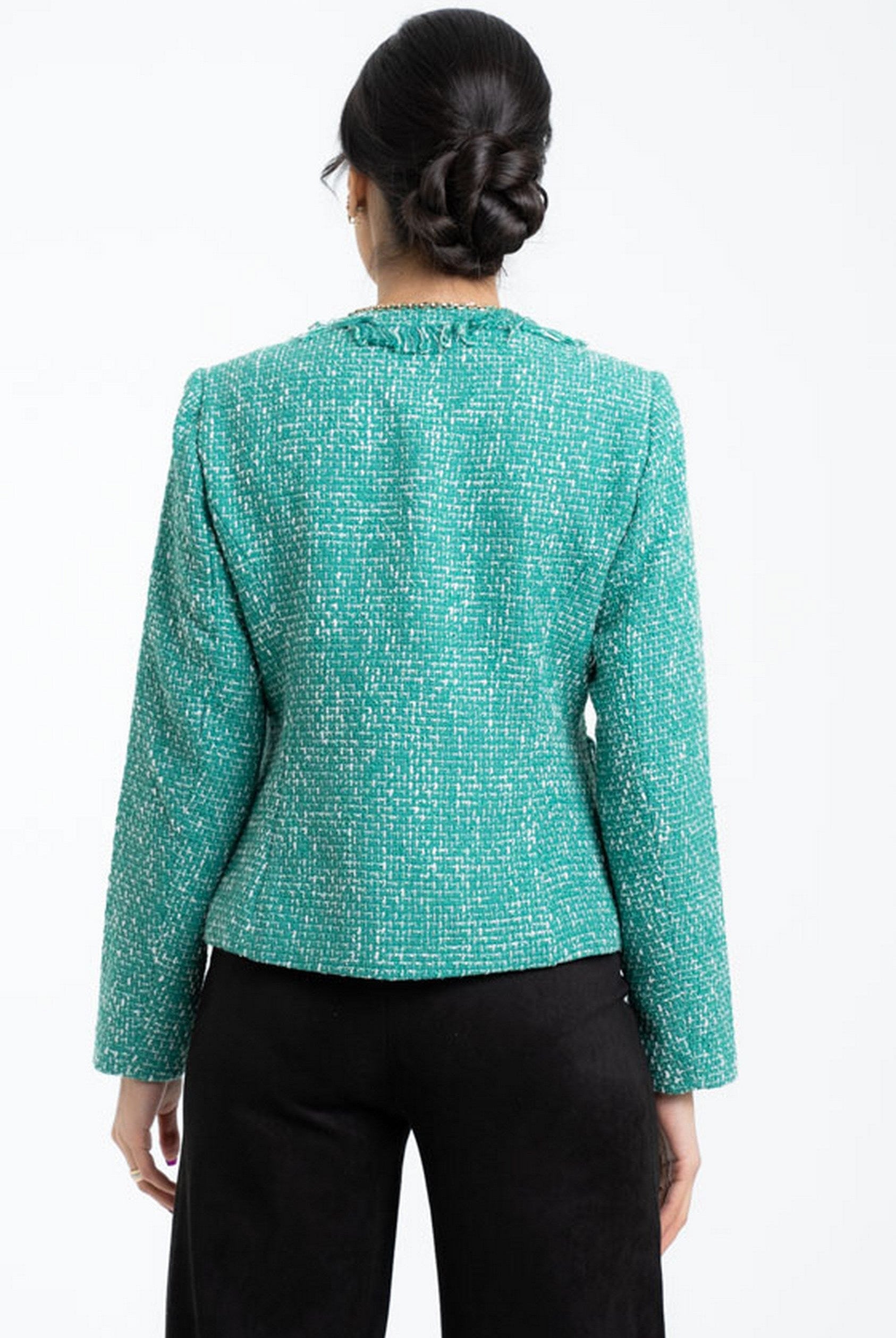 داليدرس سترة قصيرة مزينة بالخيط كم طويل نسائي أخضر