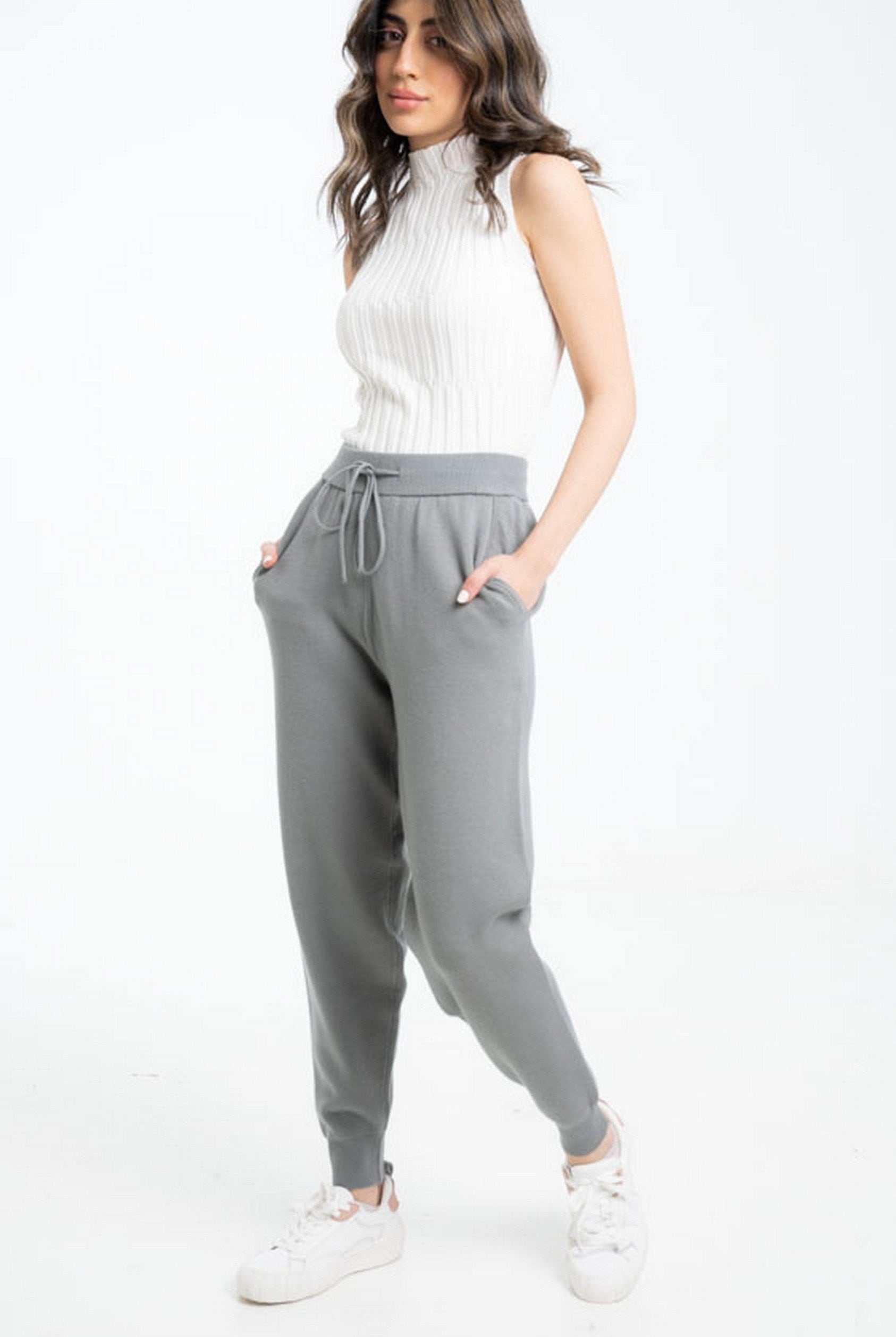 داليدرس سويت بانتس خصر مرتفع سادة برباط نسائي