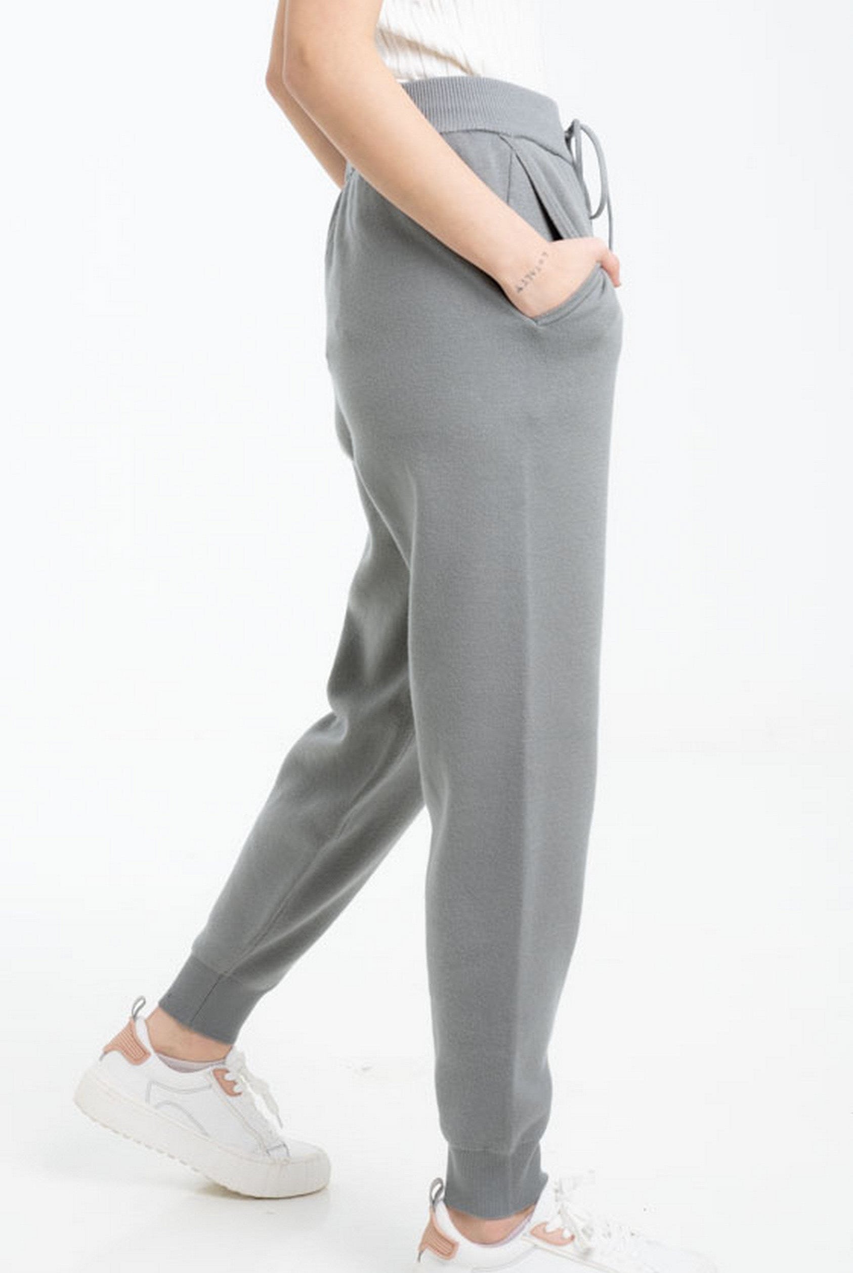 داليدرس سويت بانتس خصر مرتفع سادة برباط نسائي