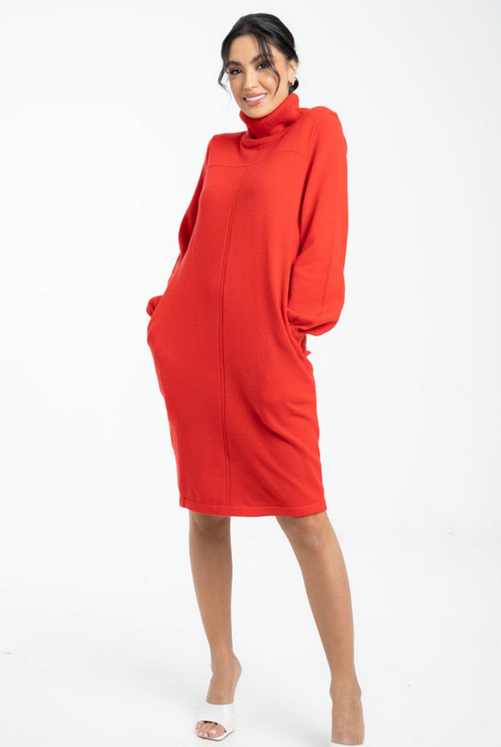 داليدرس بلوزة سادة طويلة بكم طويل ورقبة عالية نسائي