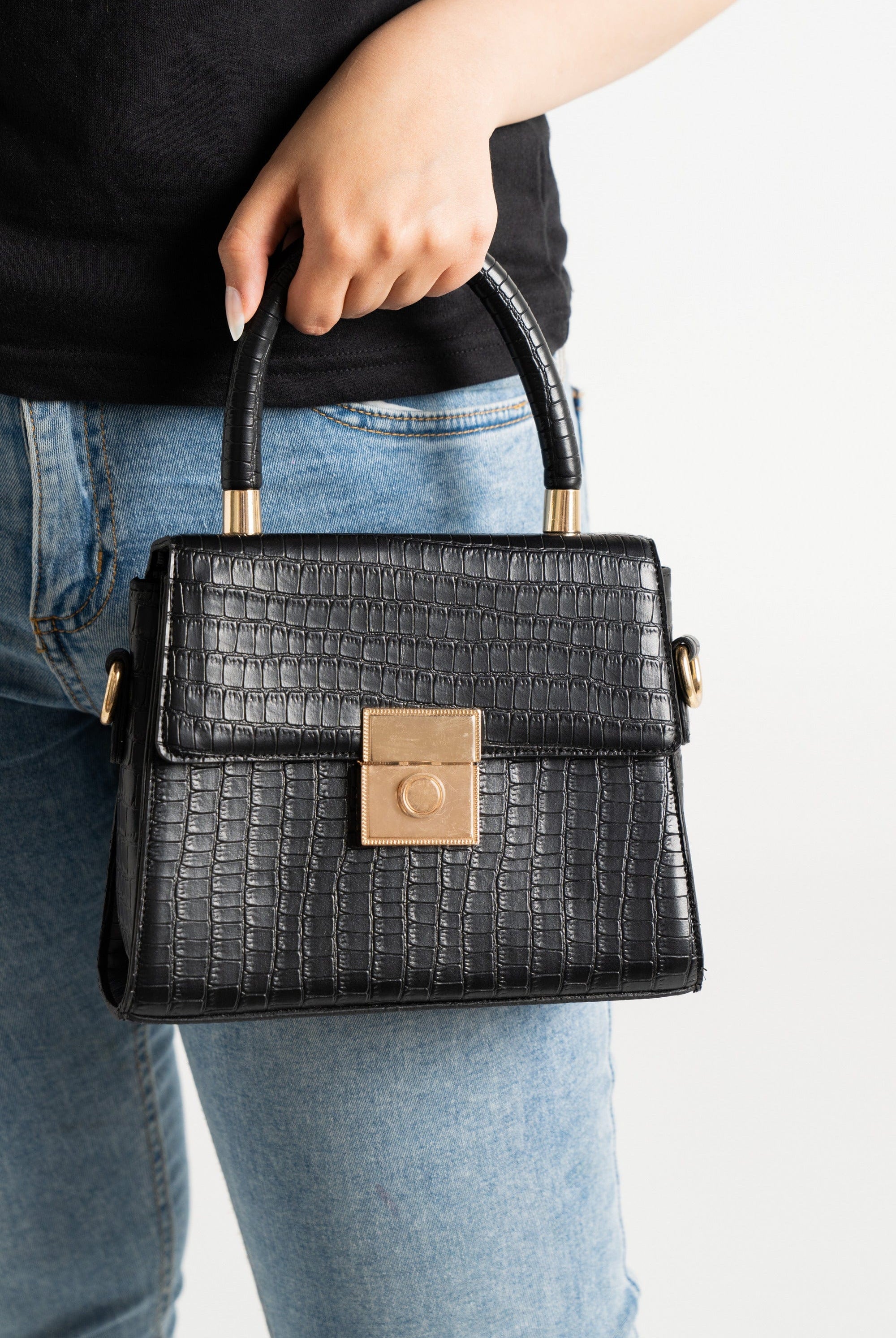 داليدرس حقيبة يد جلد ثعبان سادة نسائي