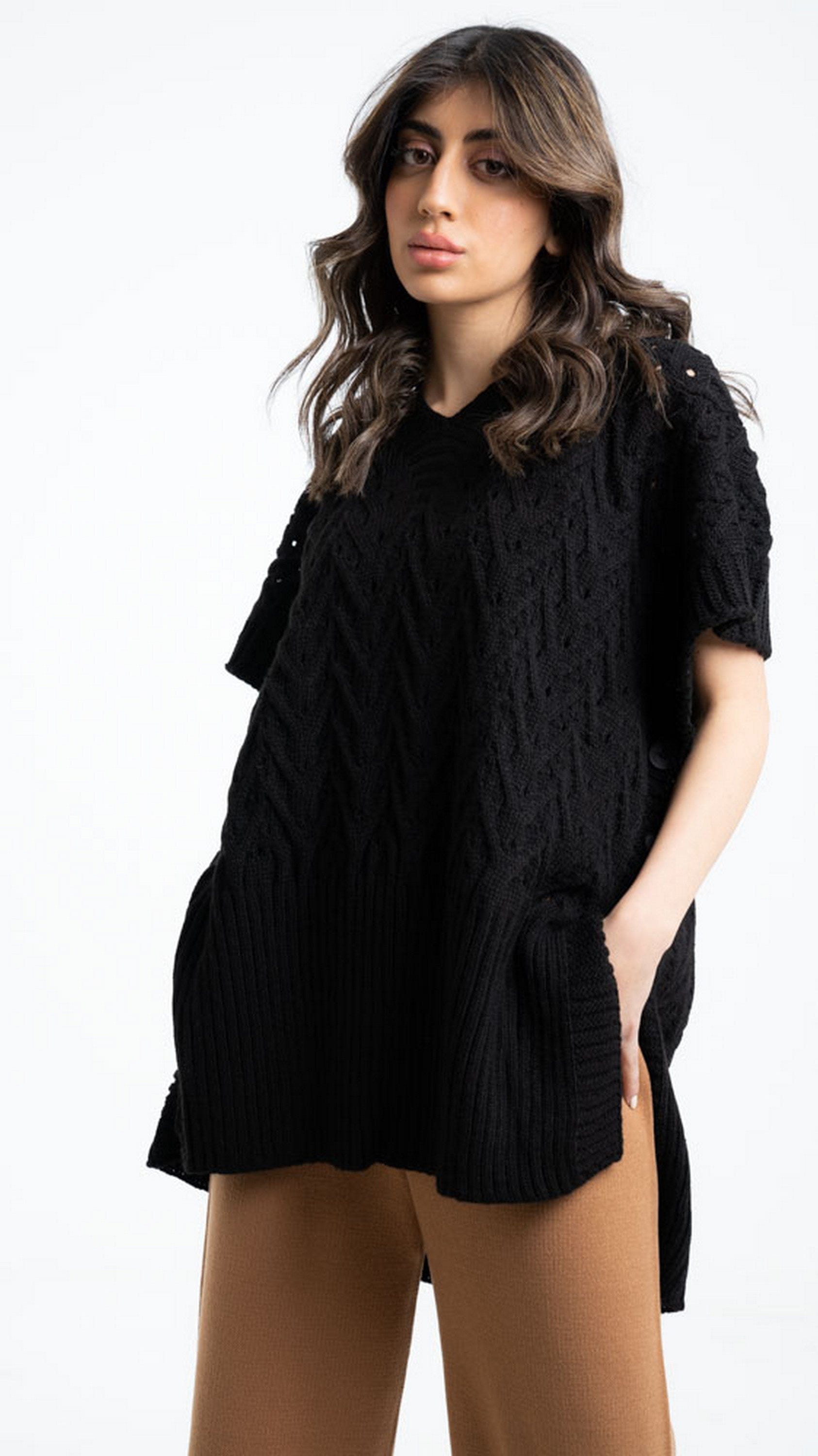 داليدرس بلوفر أوفر سايز مضفر نسائي كم قصير