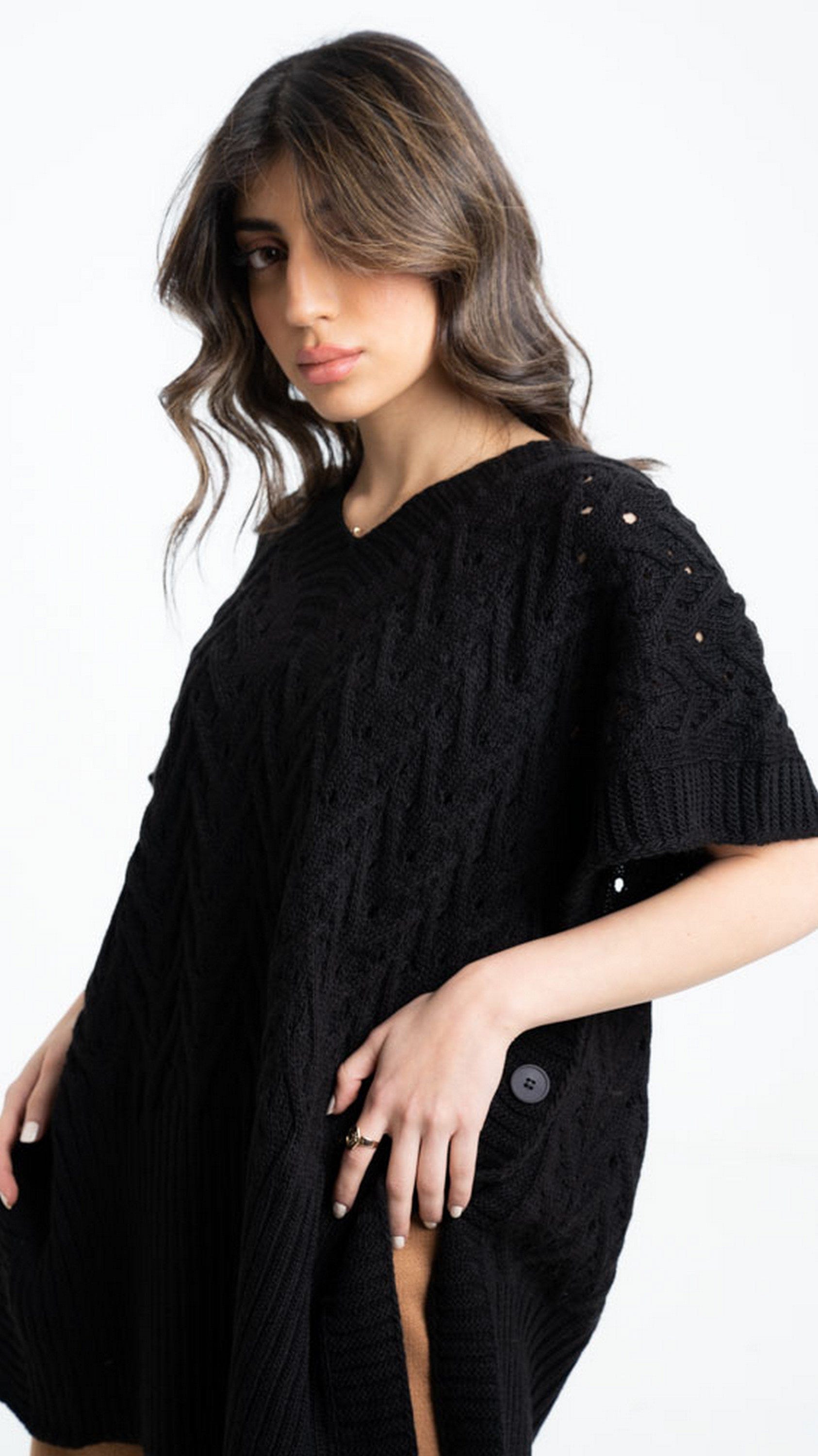 داليدرس بلوفر أوفر سايز مضفر نسائي كم قصير