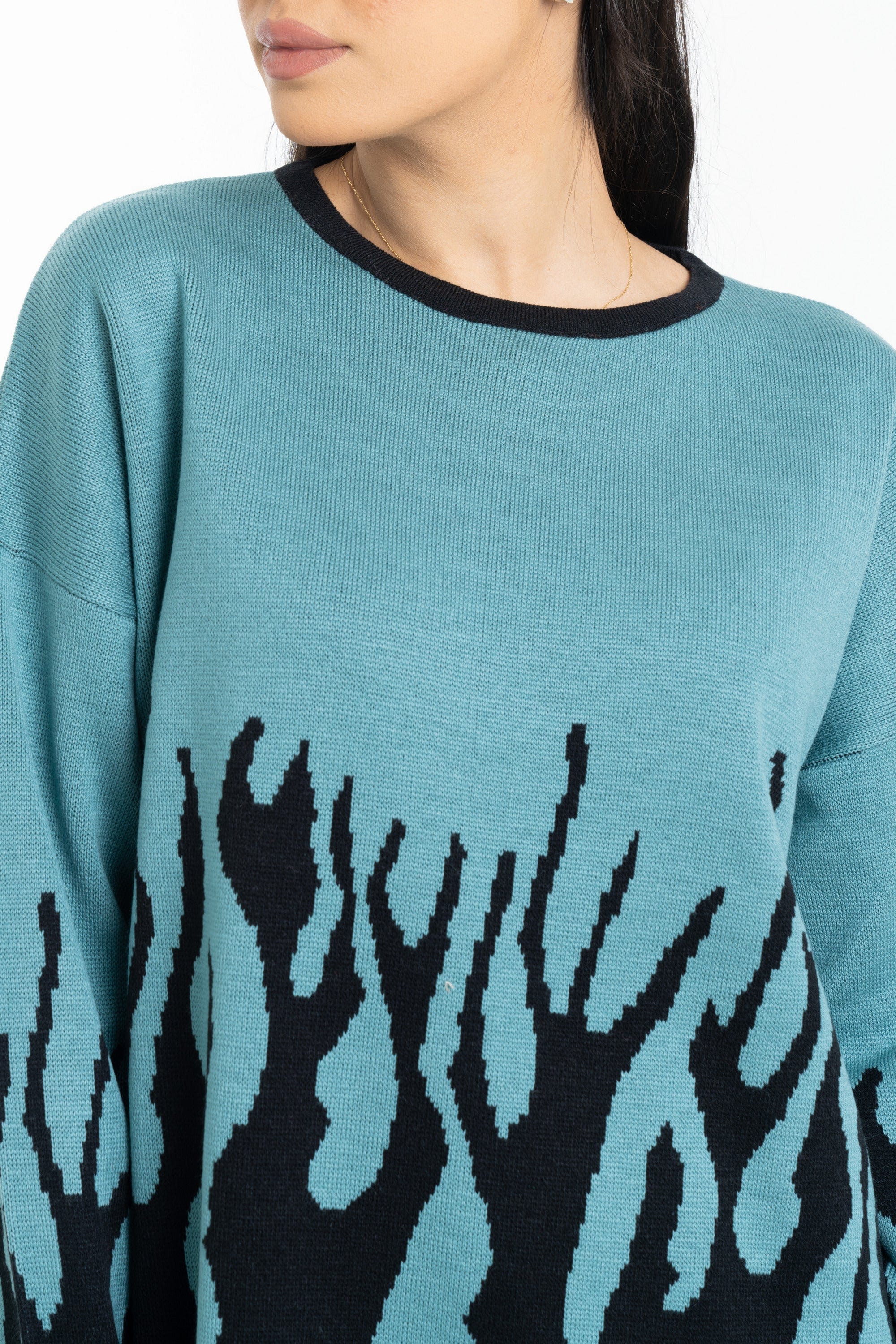 داليدرس بلوفر بيتي منقوش أوفر سايز كم طويل نسائي