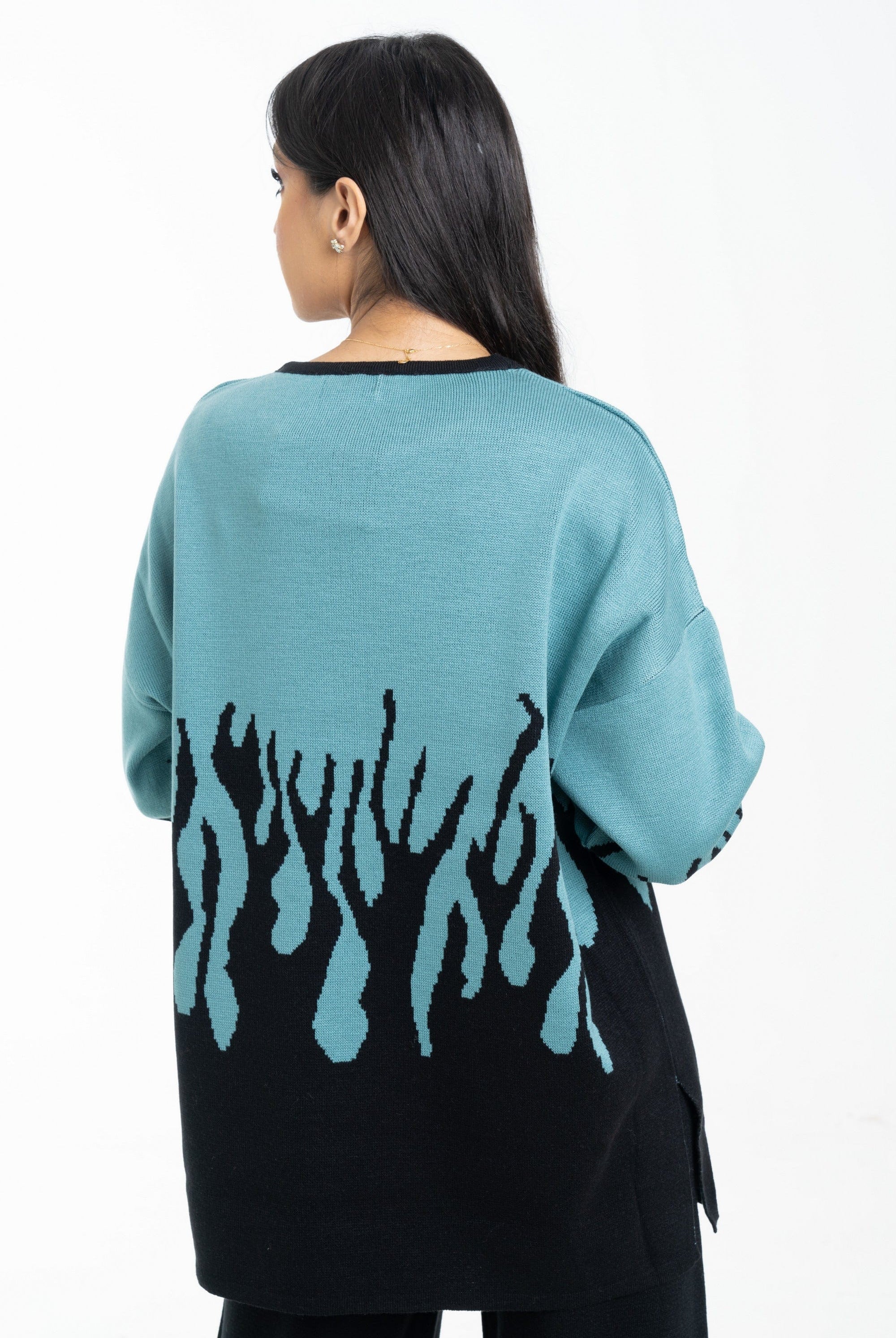 داليدرس بلوفر بيتي منقوش أوفر سايز كم طويل نسائي