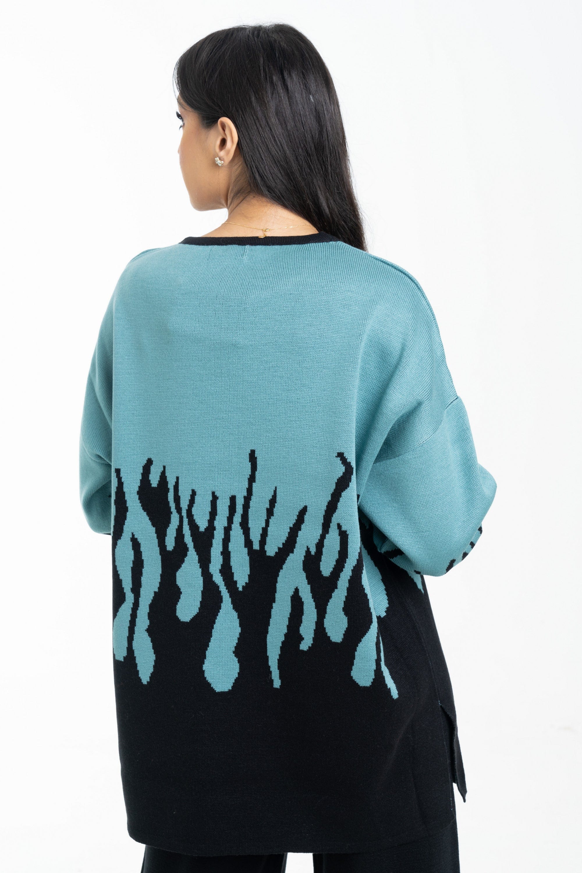 داليدرس بلوفر بيتي منقوش أوفر سايز كم طويل نسائي