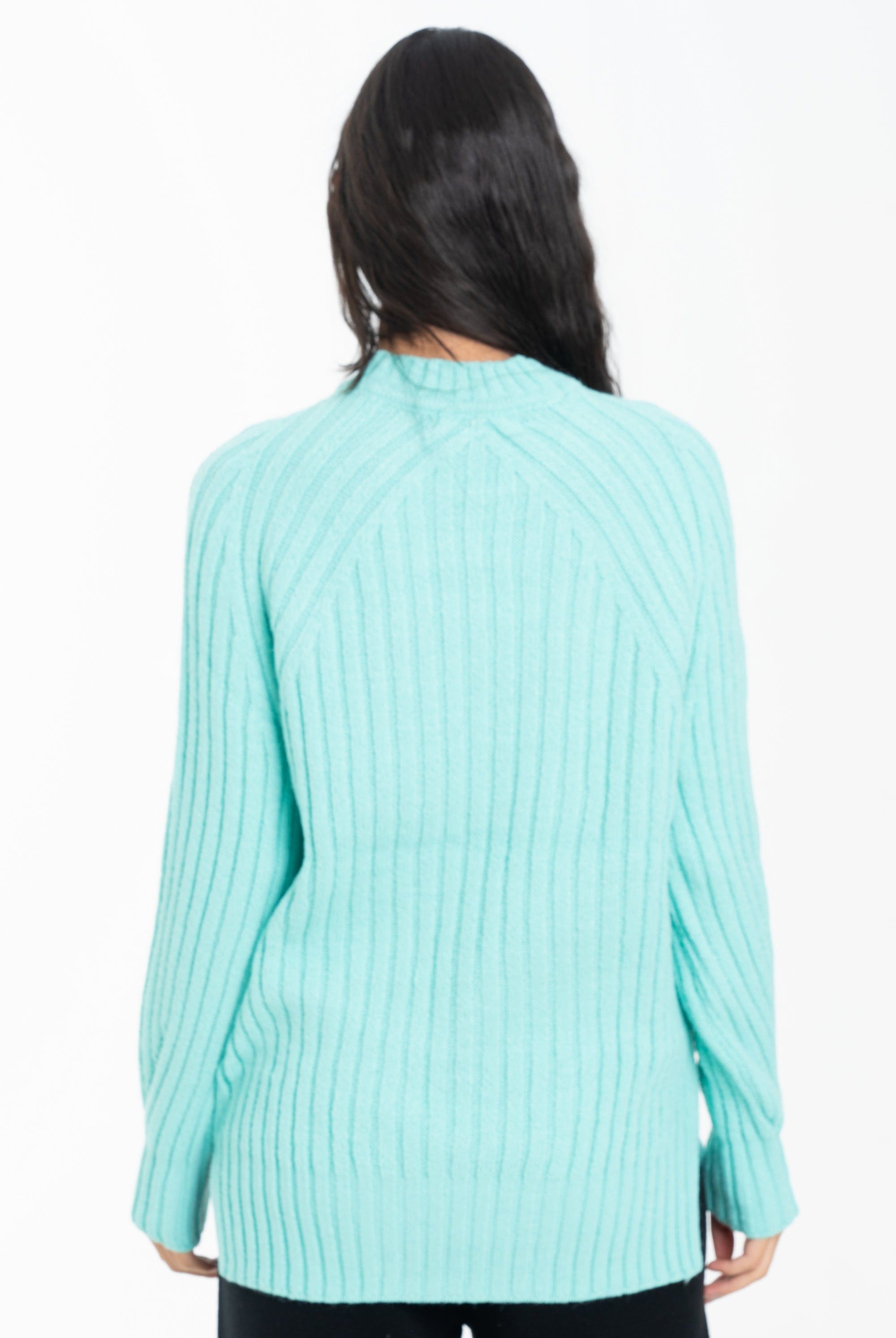 داليدرس بلوزة طويلة مضلعة كم طويل نسائي تركواز