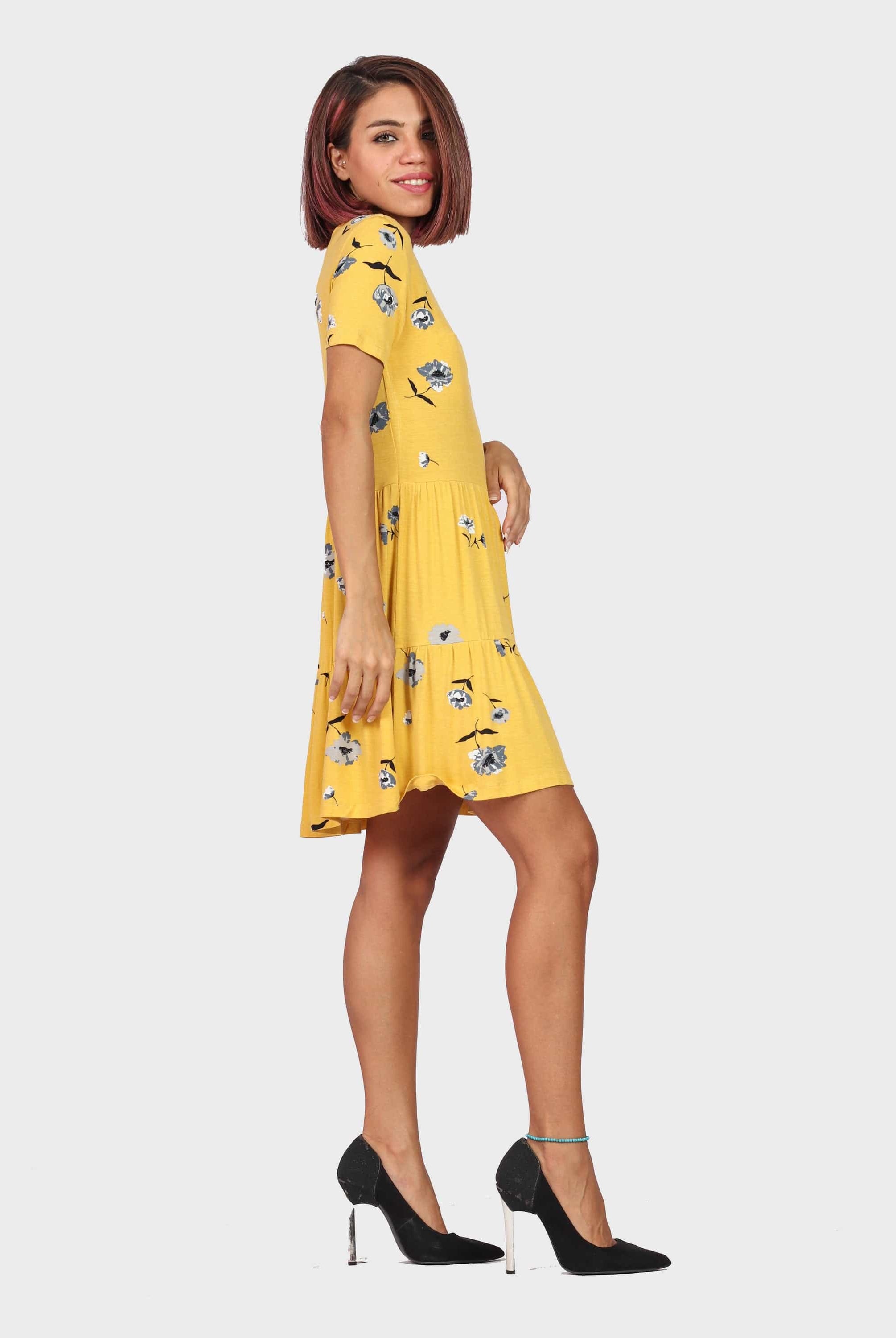 كيتشن فستان قصير مشجر نص كم