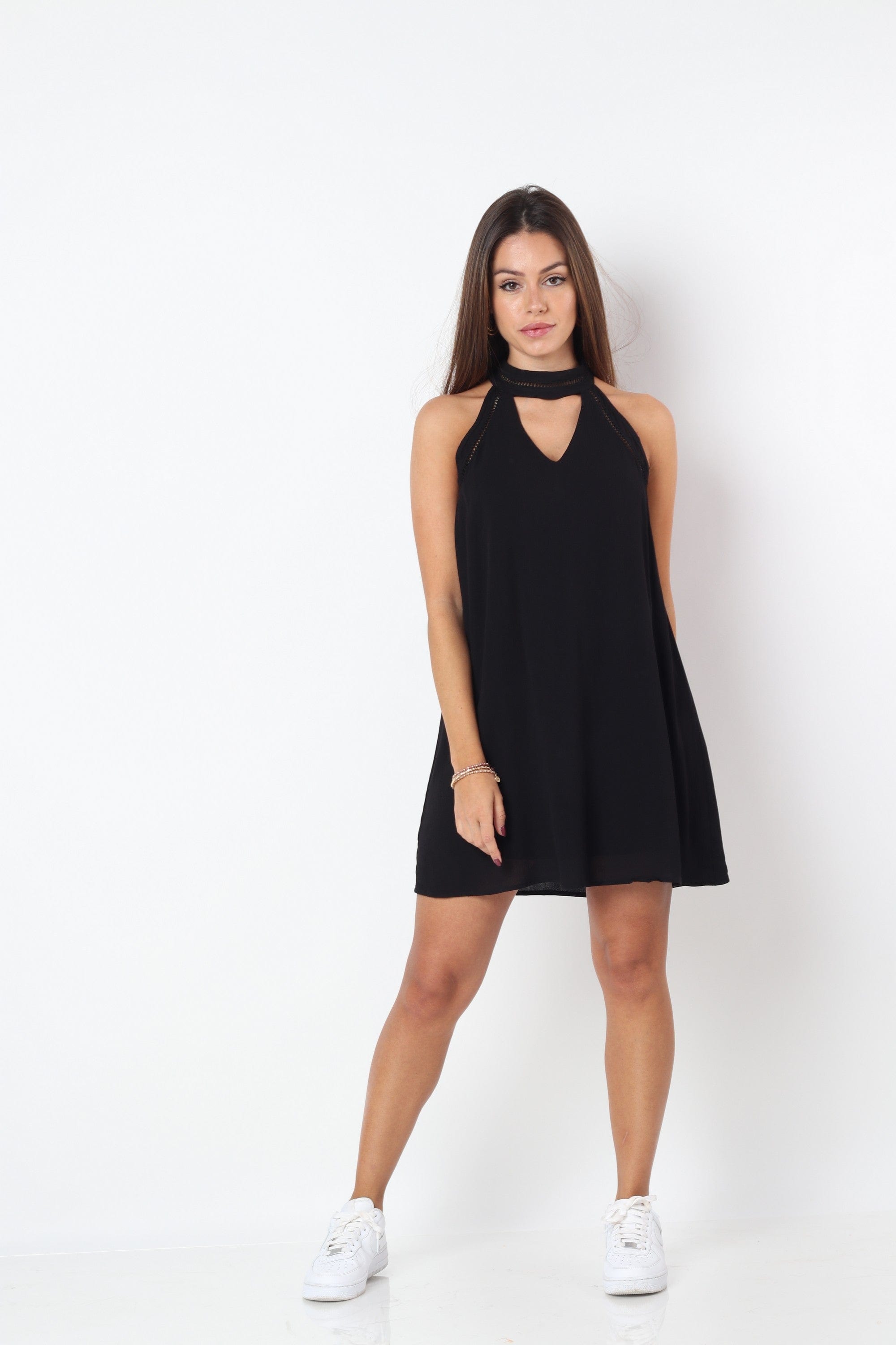 كيتشن فستان قصير مزين بخناقة عريضة