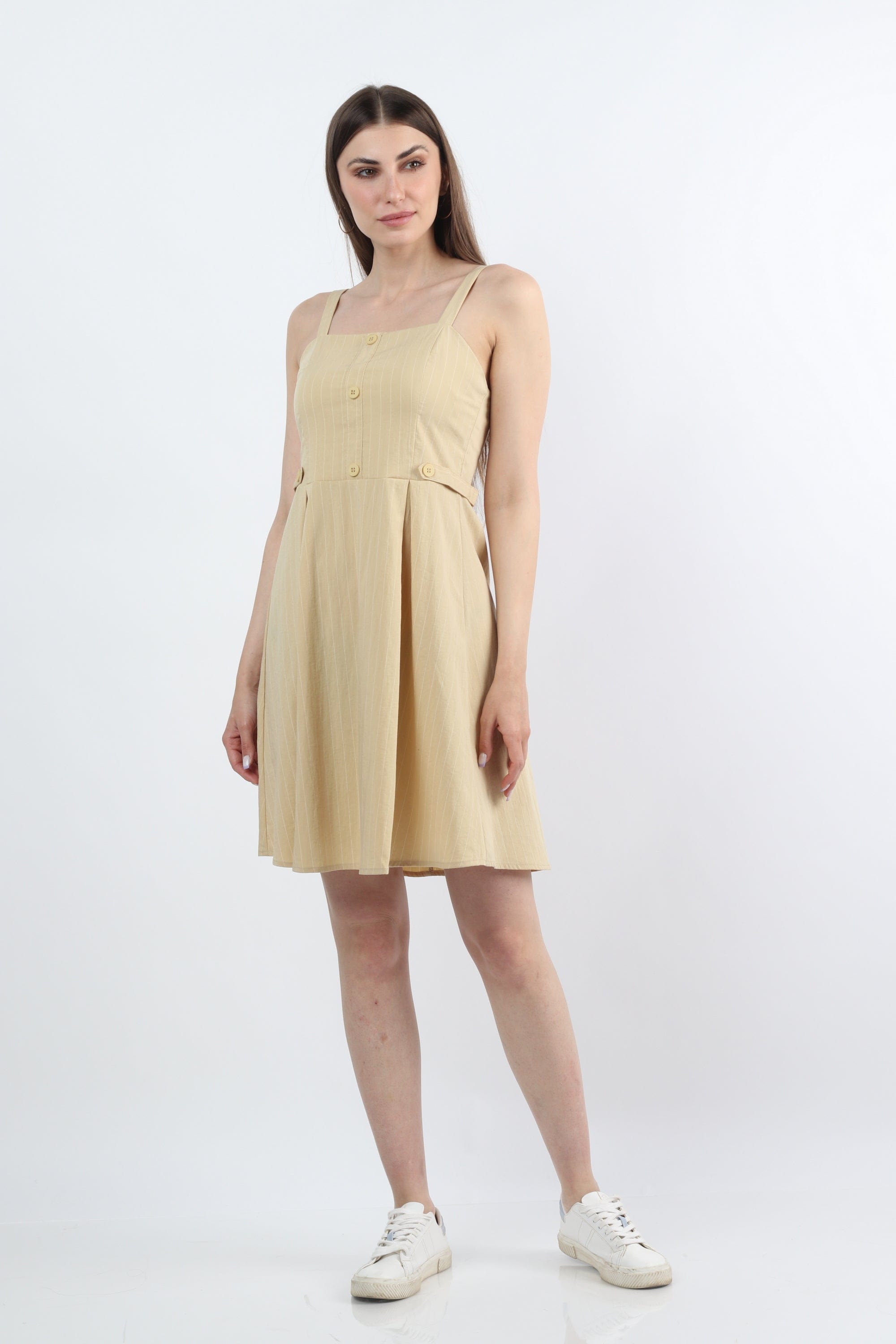 كيتشن فستان قصير حمالات مخطط بالطول