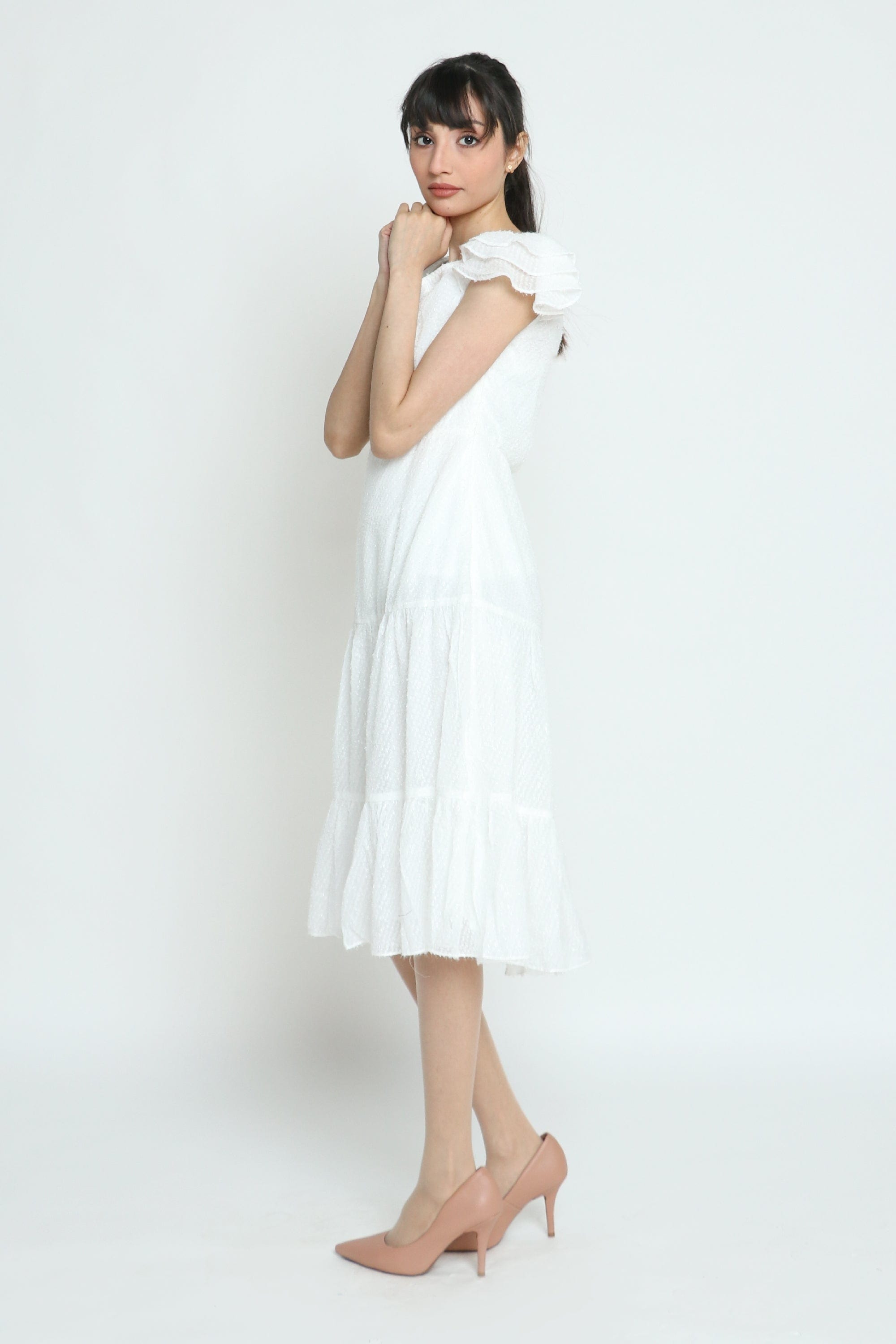 كيتشن فستان ميدي مخصر سادة حمالات