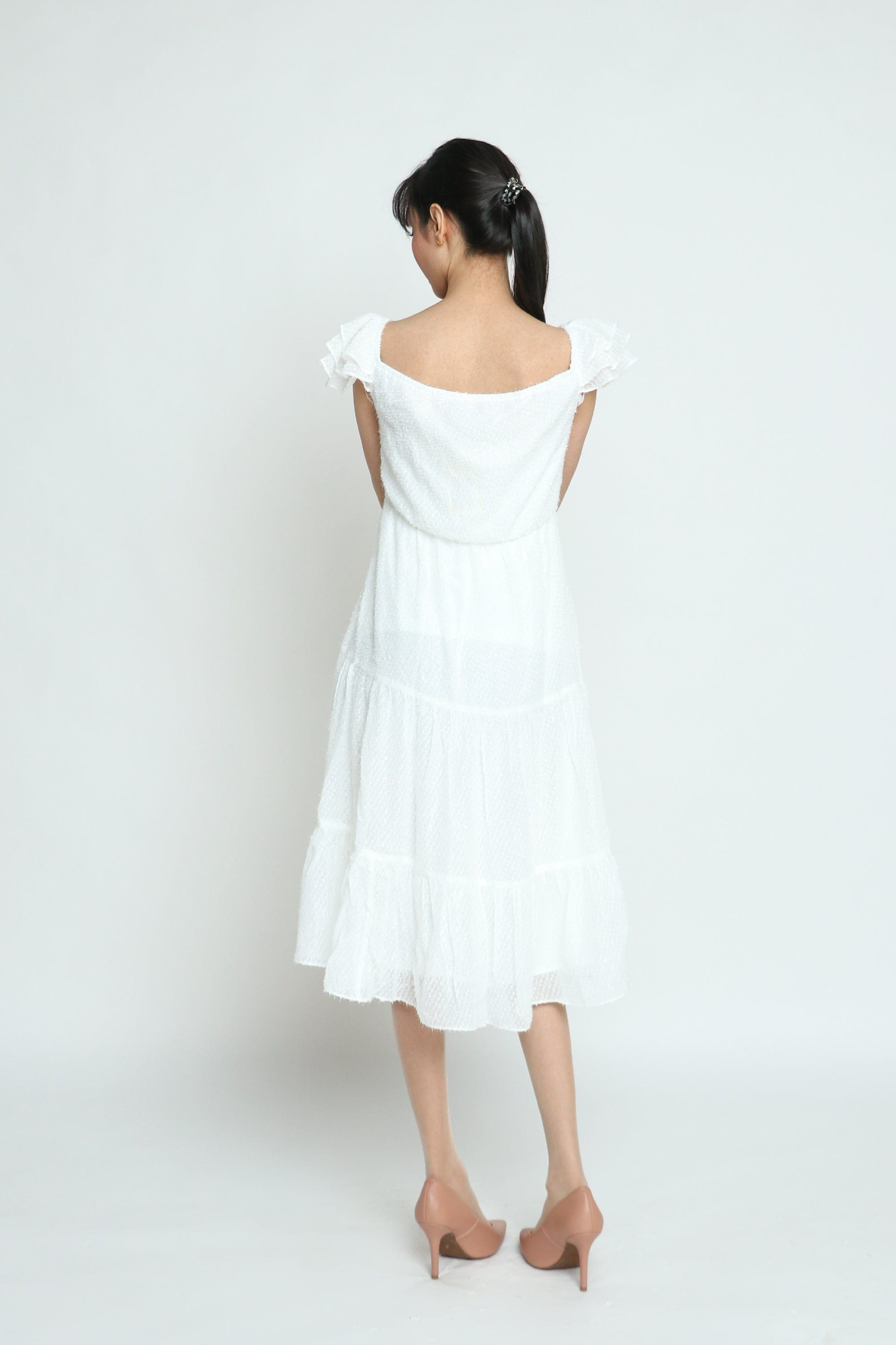 كيتشن فستان ميدي مخصر سادة حمالات