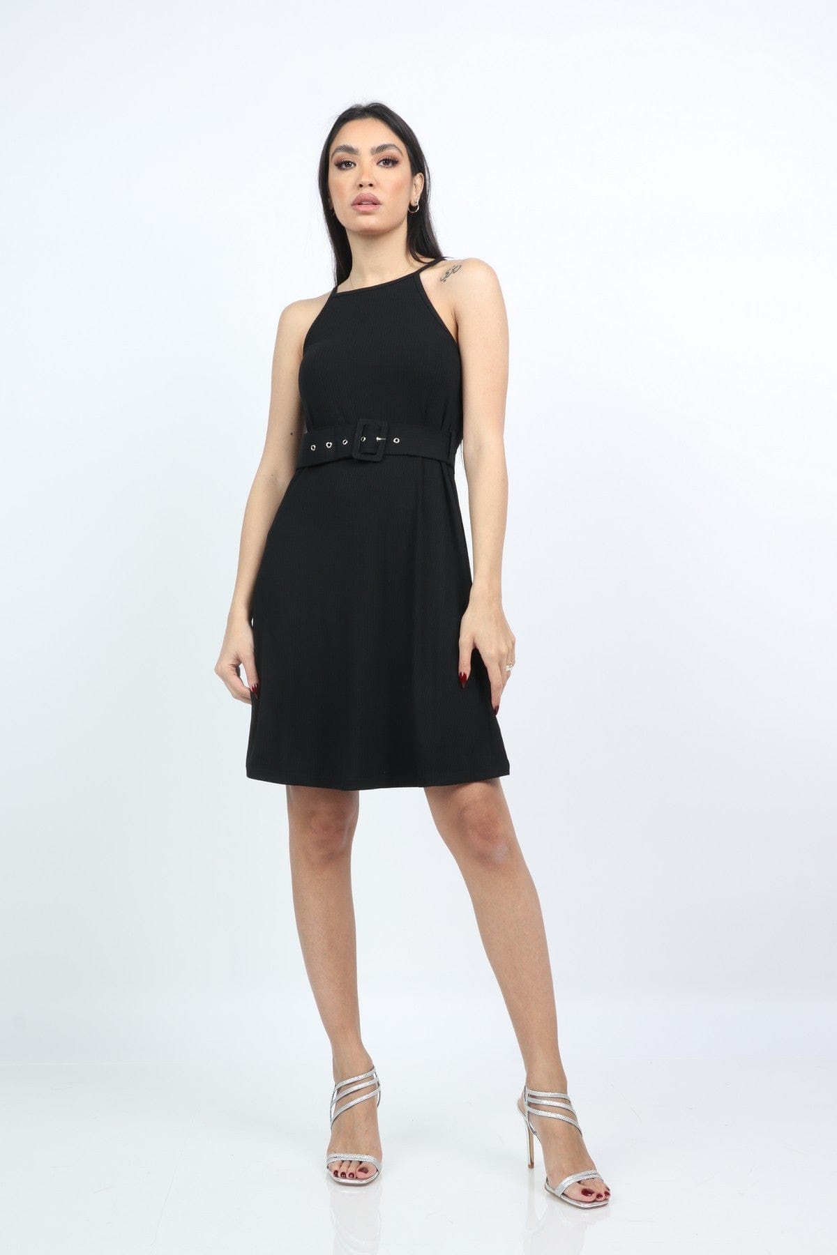 كيتشن فستان ميدي بحزام على الخصر حمالات