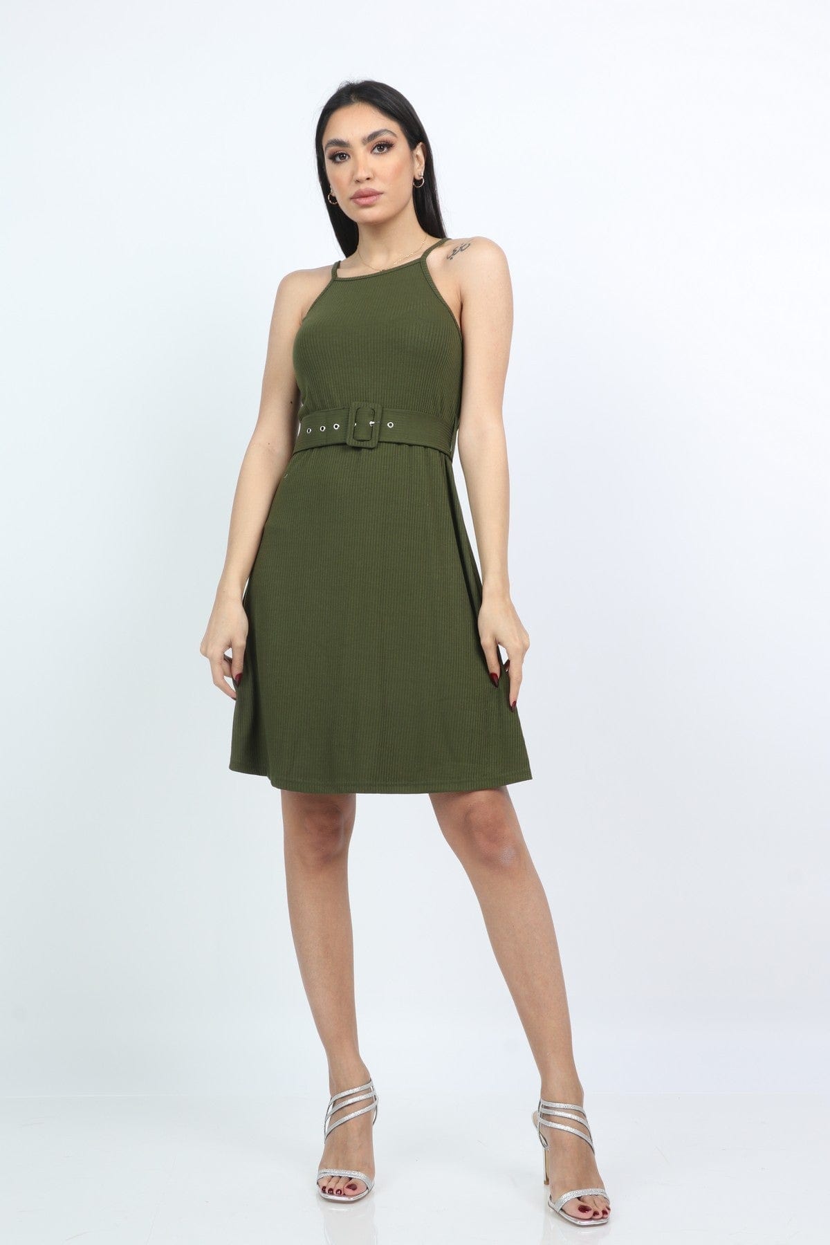 كيتشن فستان ميدي بحزام على الخصر حمالات