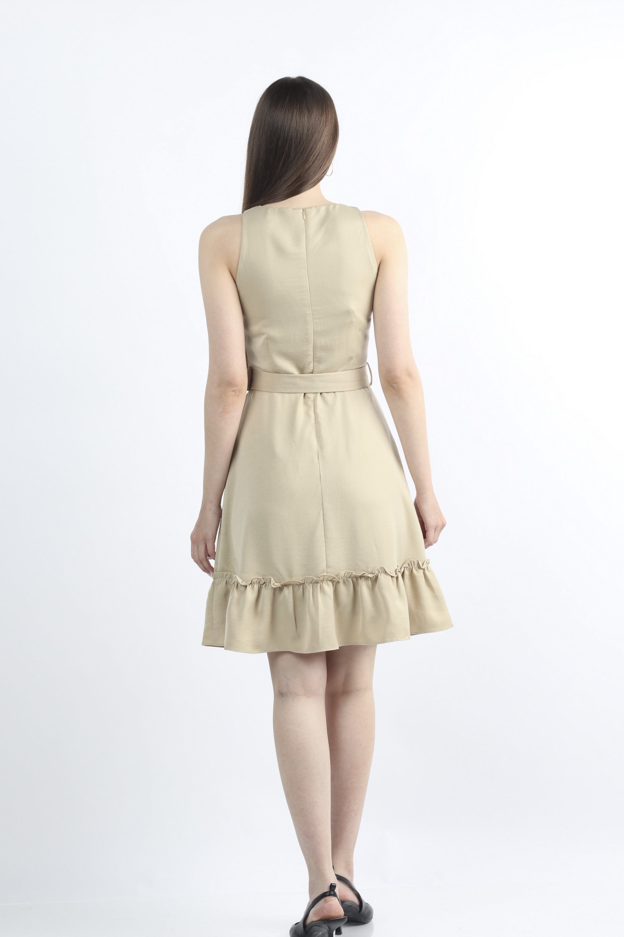 كيتشن فستان ميدي مخصر سادة كت