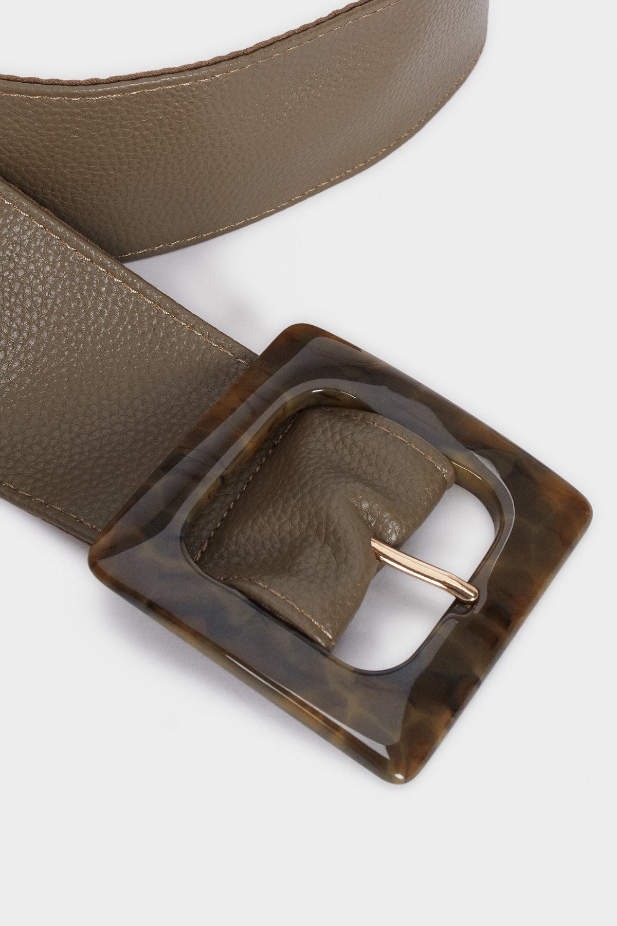 بارفوا حزام جلد نسائي عريض بتوكة عريضة مشبحة بني