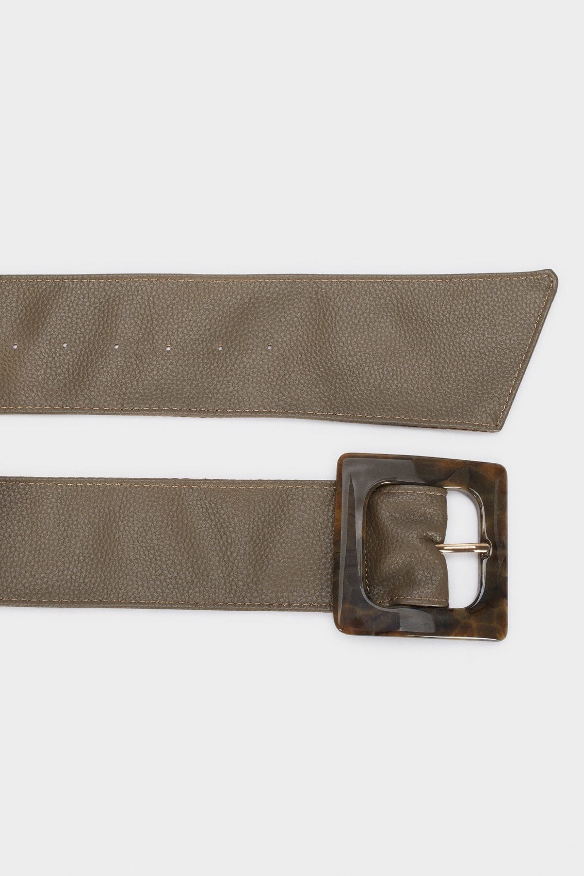 بارفوا حزام جلد نسائي عريض بتوكة عريضة مشبحة بني