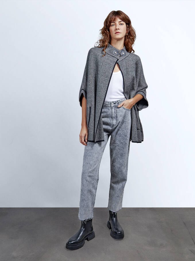 بارفوا معطف نسائي بكم 3/4 مفتوح من الأمام أسود