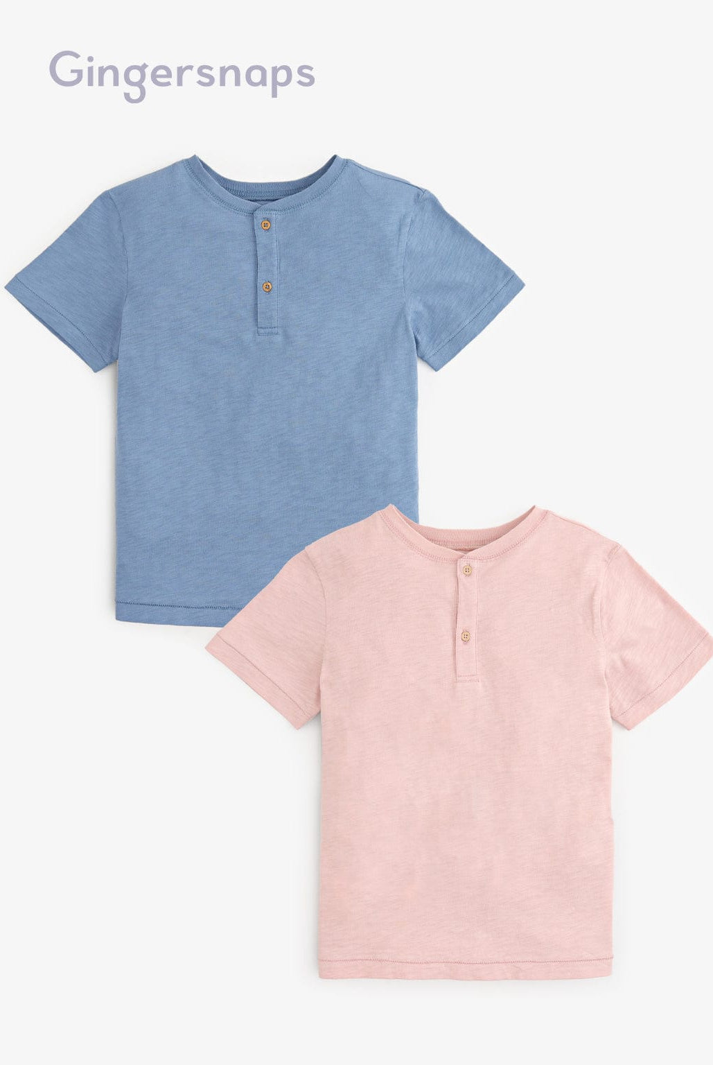 جينجرسنابس تيشيرت قطني بأزرار أمامية نص كم أولادي أزرق/وردي