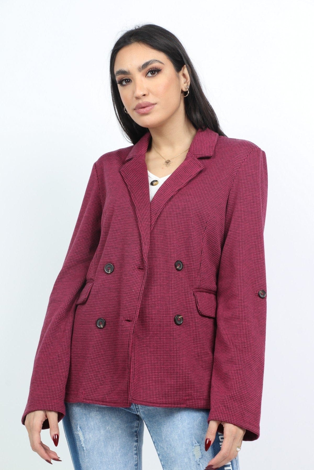 كيتشن جاكيت رسمي بكم طويل بأزرار أمامية نسائي