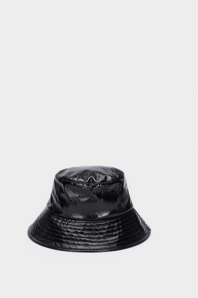 بارفوا قبعة دلو جلدية انيقة للنساء أسود