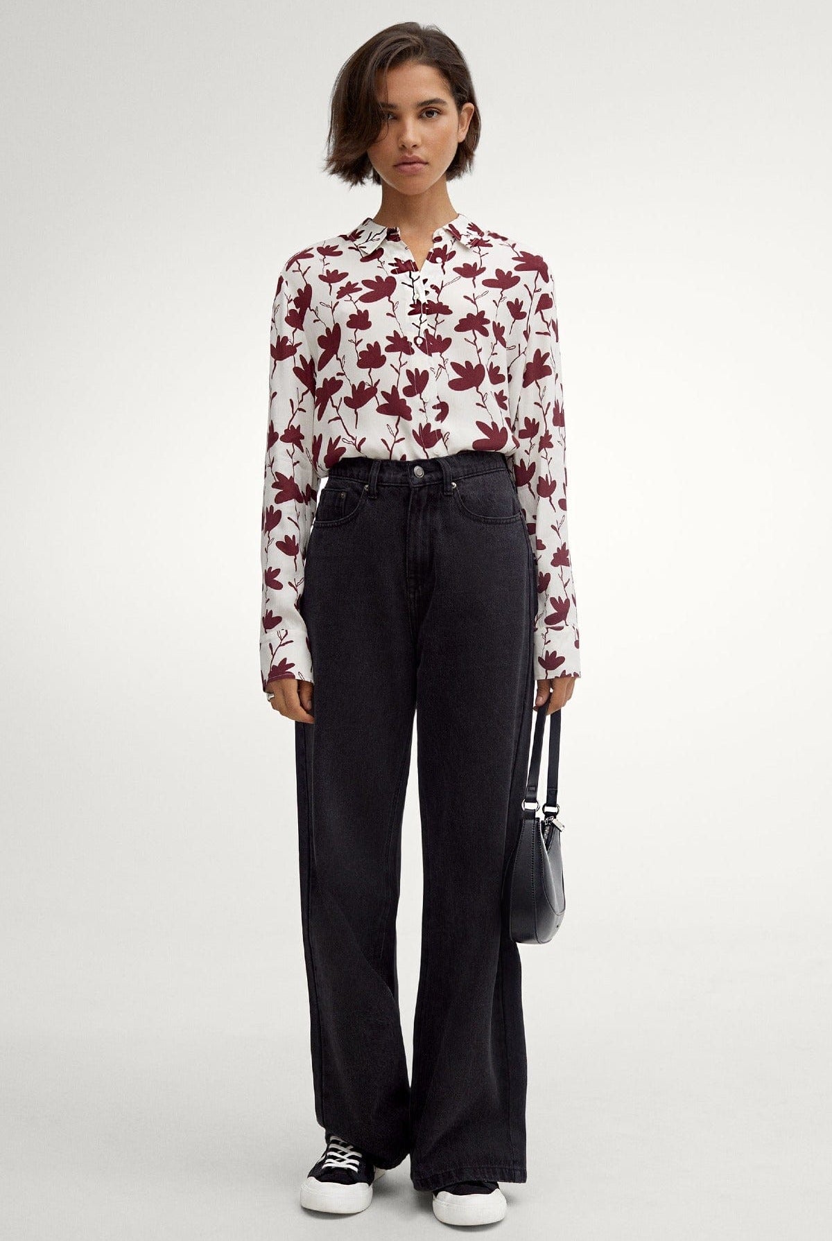 بارفوا قميص سبعه مشجر بأزرار أمامية وأكمام طويلة