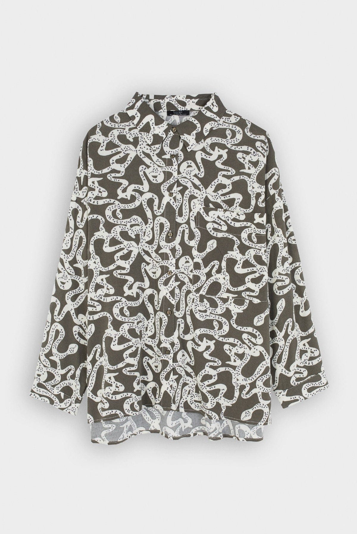 بارفوا قميص نسائي طويل مطبوع الكاكي