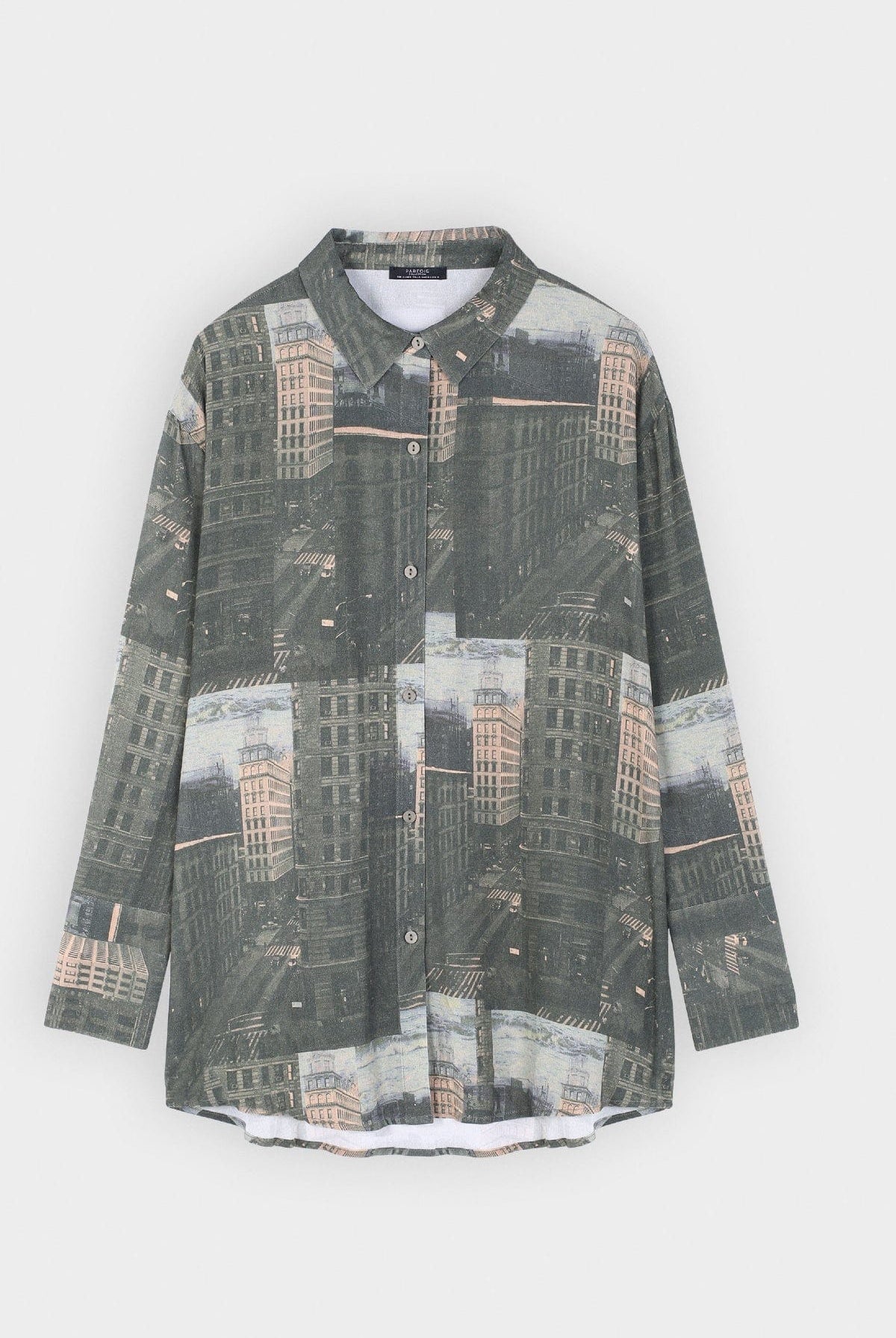بارفوا قميص فضفاض مطبوع نقشة مدينة أخضر