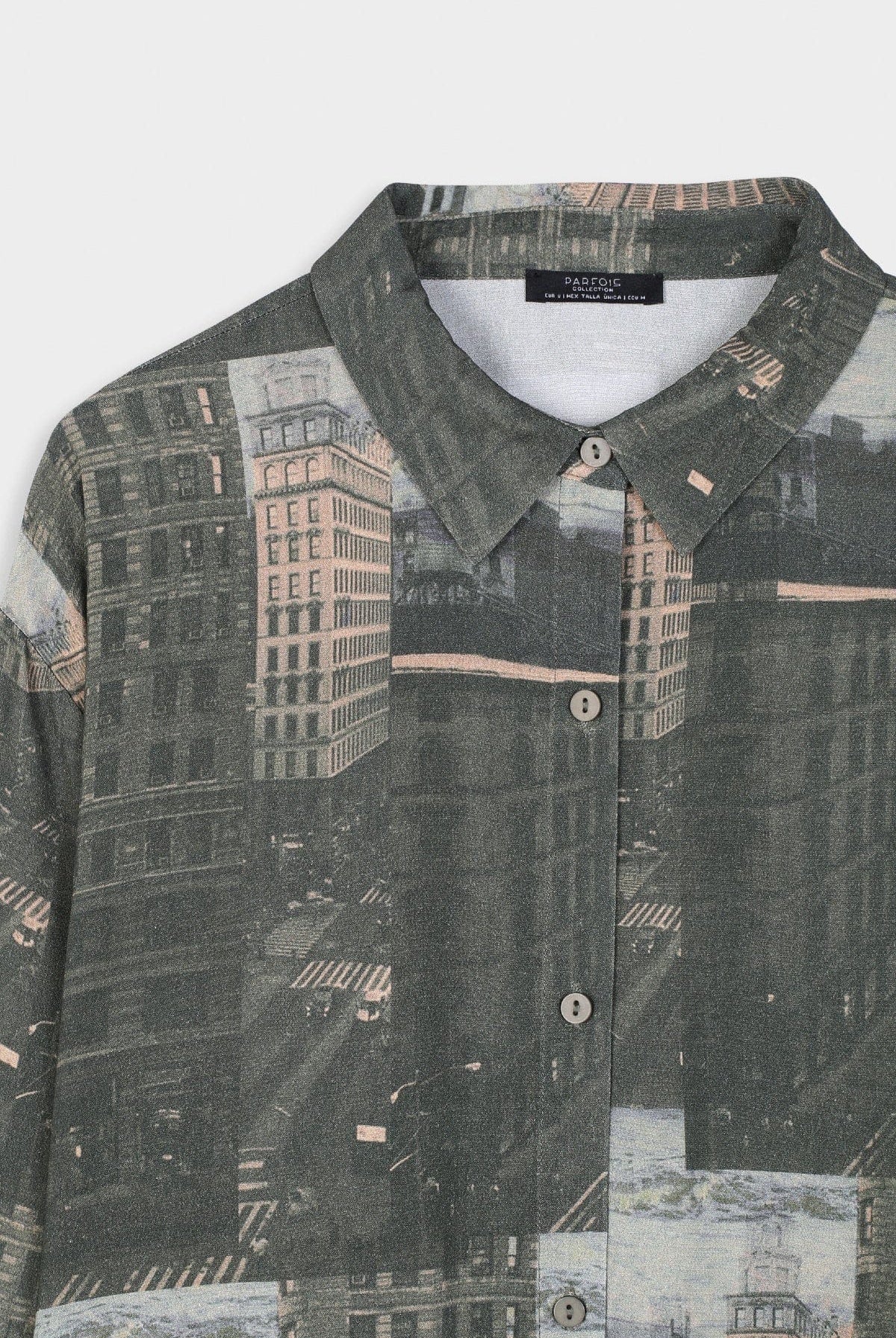 بارفوا قميص فضفاض مطبوع نقشة مدينة أخضر