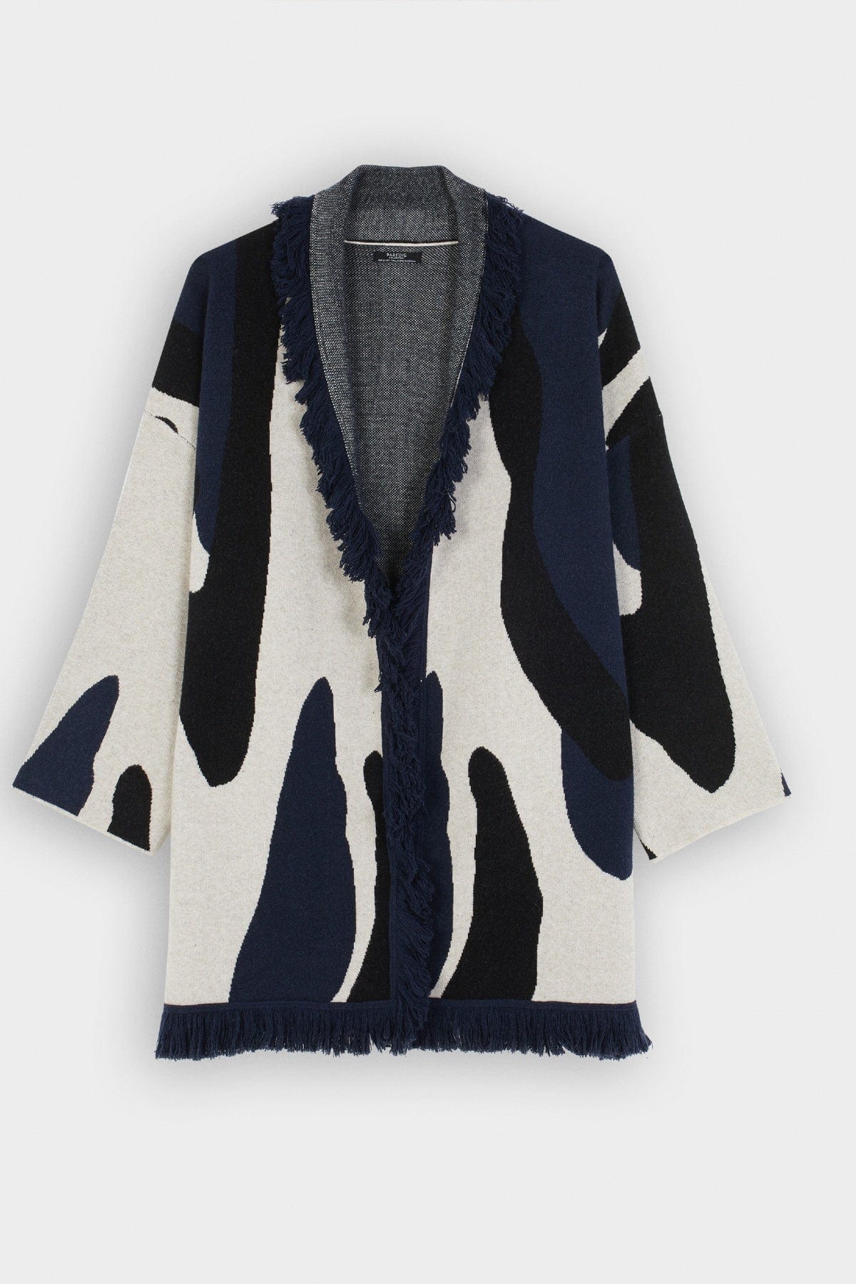 بارفوا كارديجان منقوش كم طويل نسائي أسود