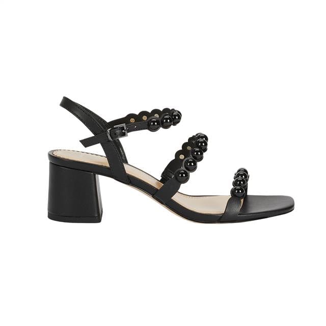 بارفوا صندل بكعب عريض بأشرطة رفيعة أسود